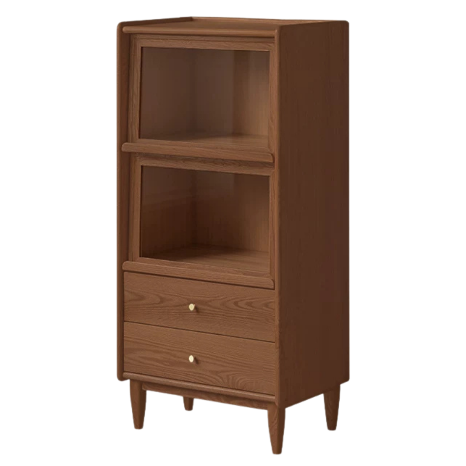 Sandalwood, Black Walnut, Oak Solid Wood Side Cabinet Flip Door LED Lights