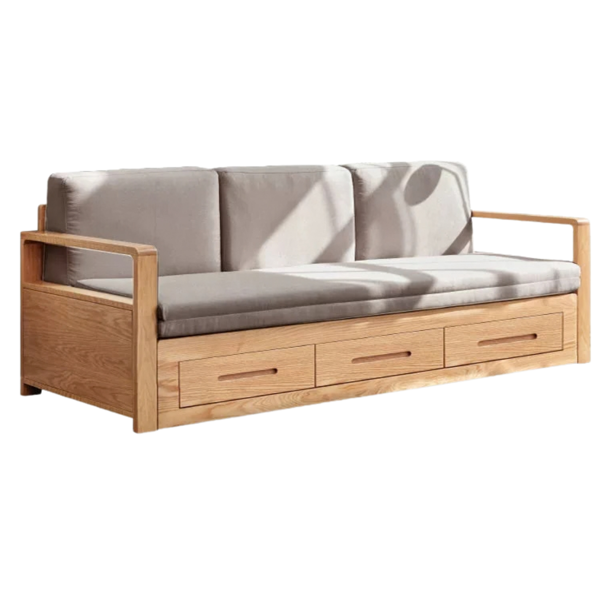 Oak, Ash Solid Wood Wood Daybed with Trundle and Storage Drawers