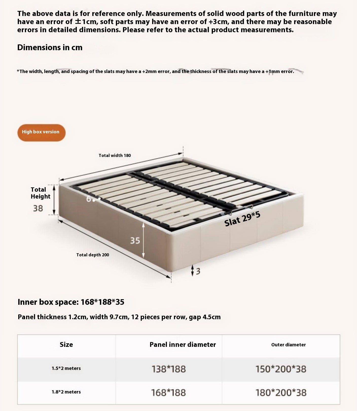 Ecological Cloud Leather Box Platform Bed, Headboard-Free Bed