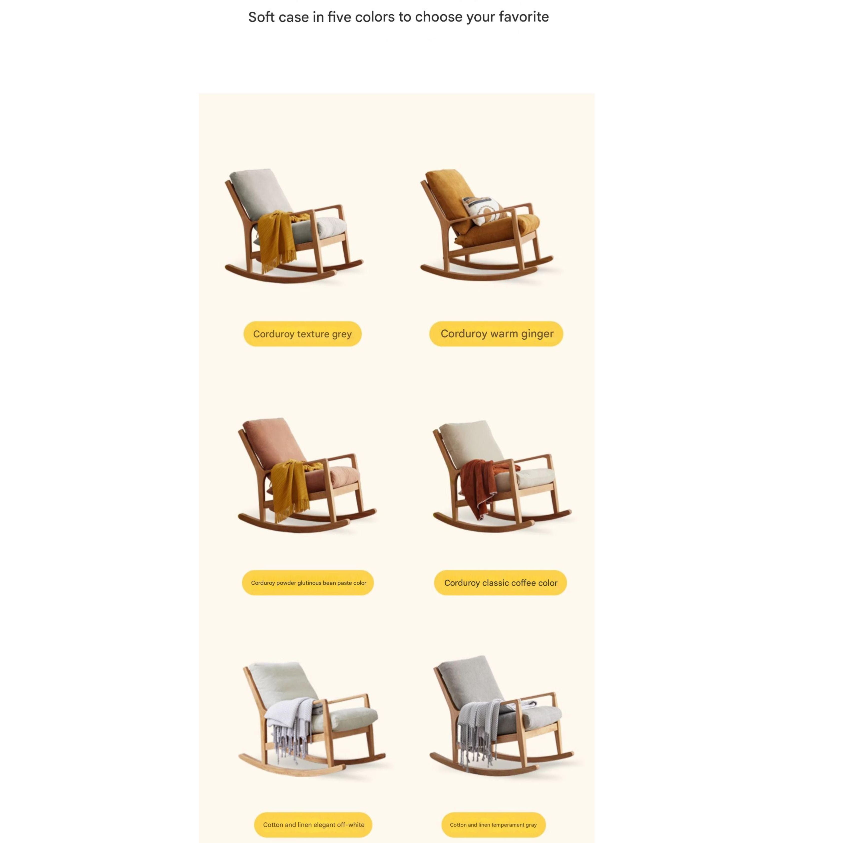 Oak Solid Wood Single Lazy Rocking Sofa Chair