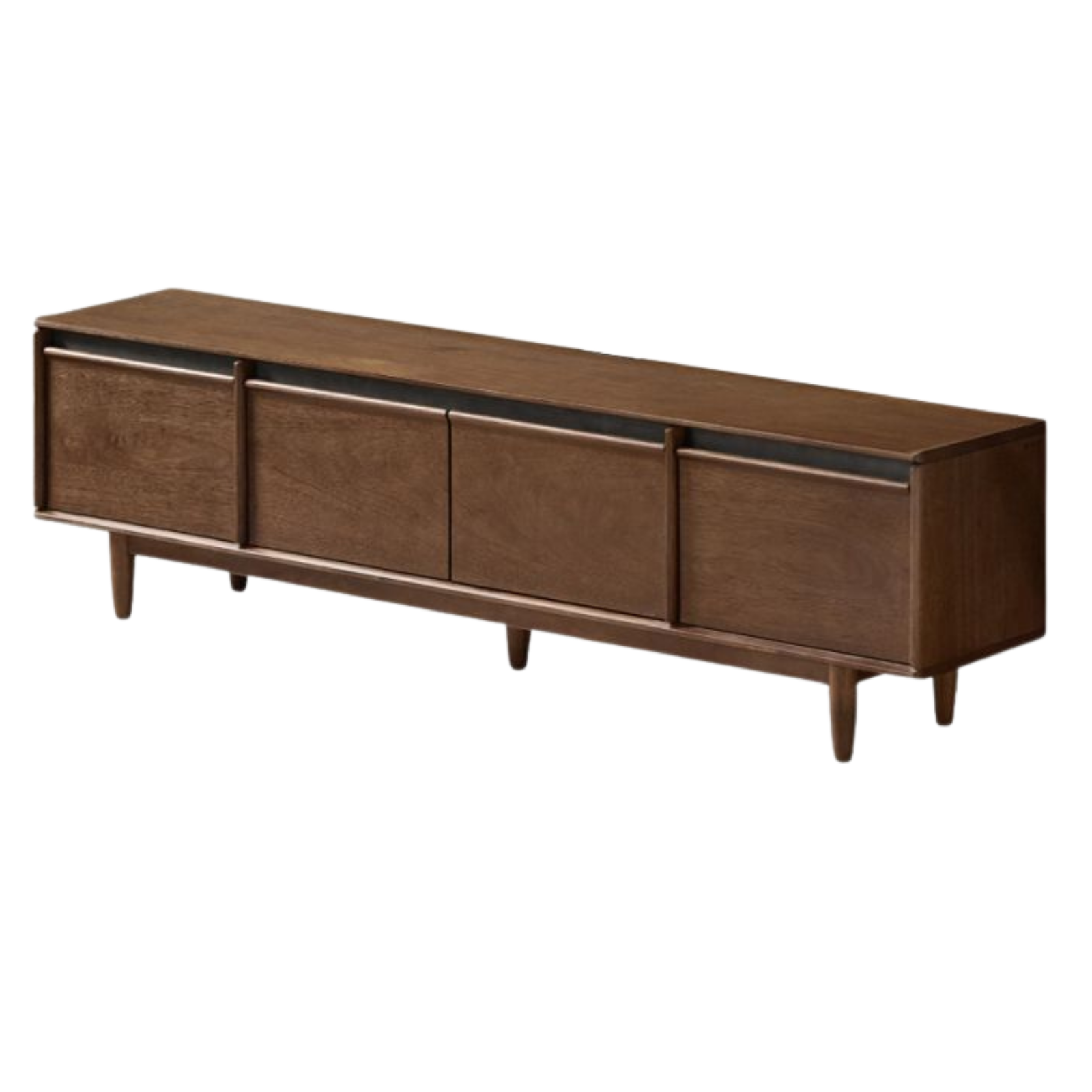 Sandalwood Solid Wood Italian Minimalist TV Console with Tapered Legs