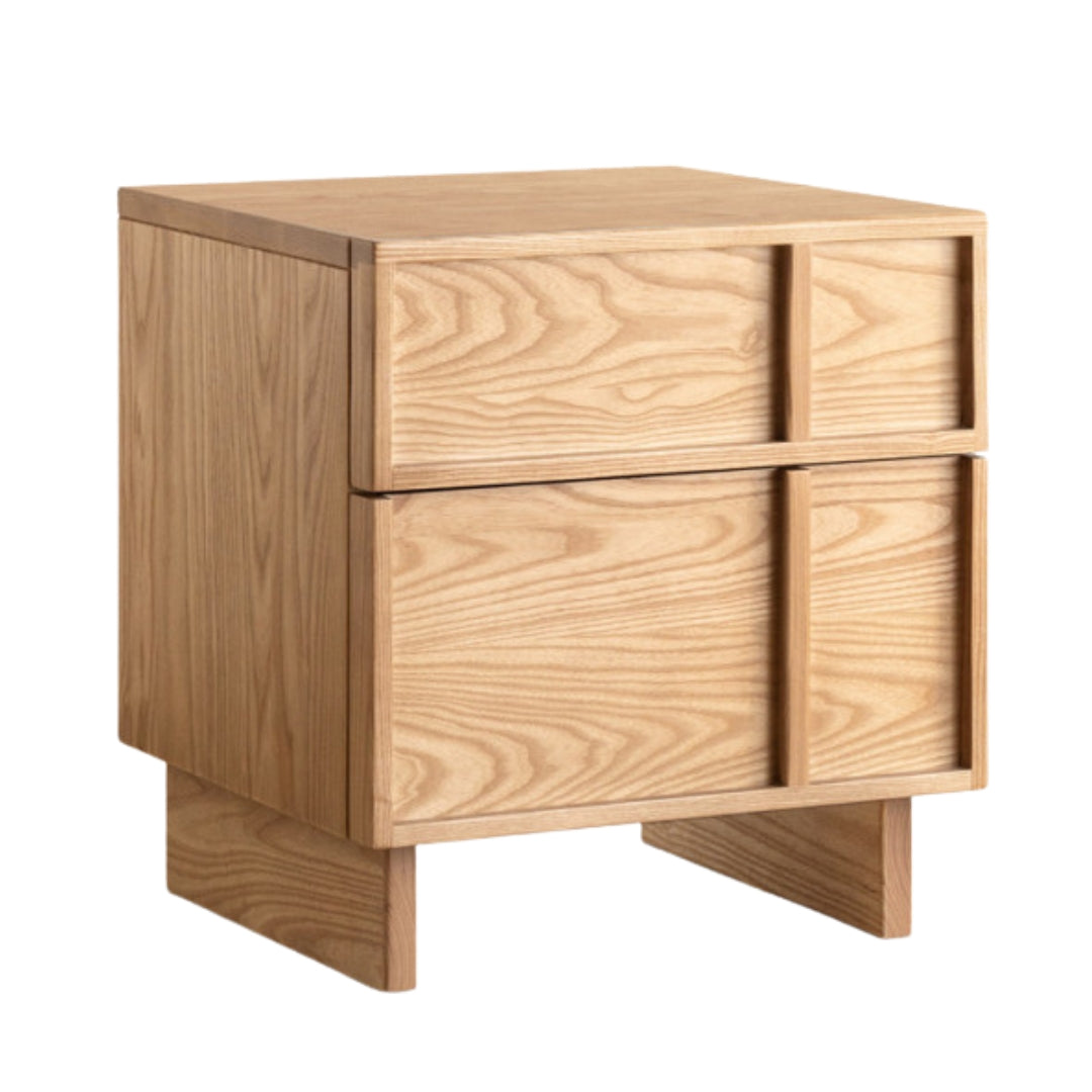 Ash Solid Wood Wabi-Sabi Style Nightstand.