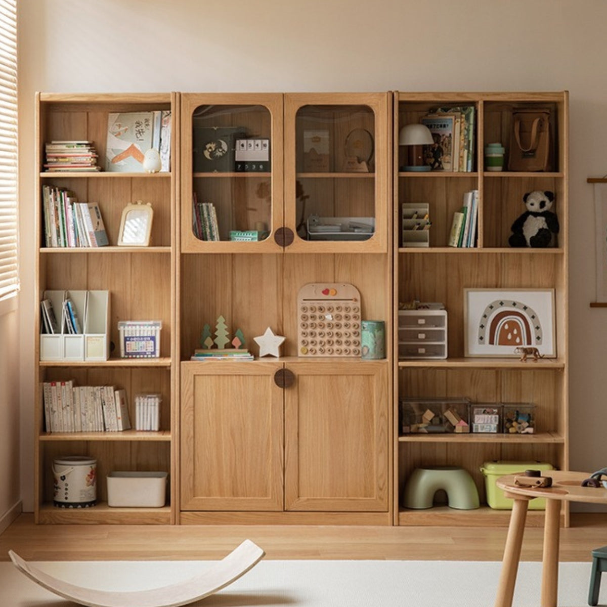 Oak Solid Wood Small Kids Bookshelf.
