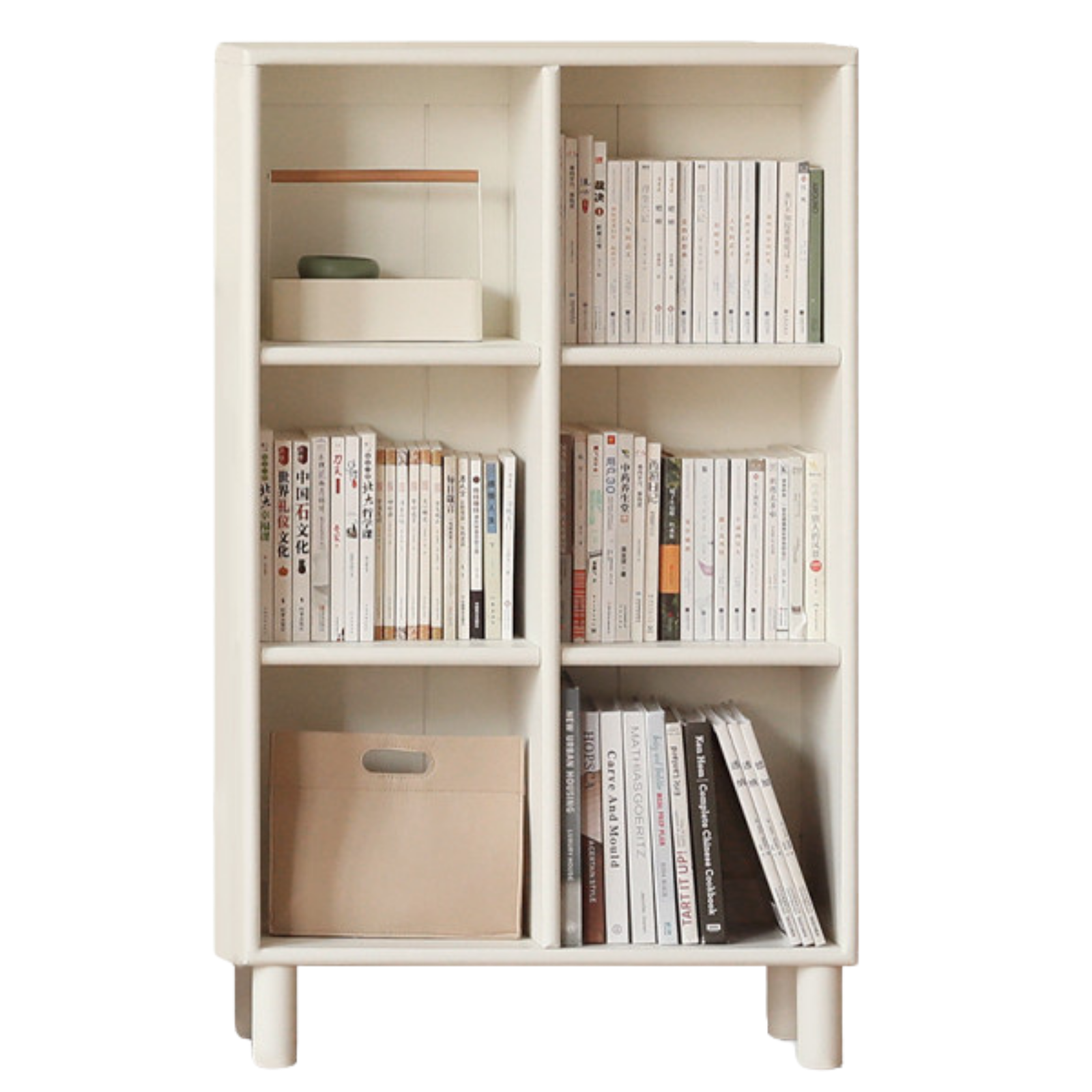 Poplar, Solid RubberWood Bookcase Free Combination Cream Style