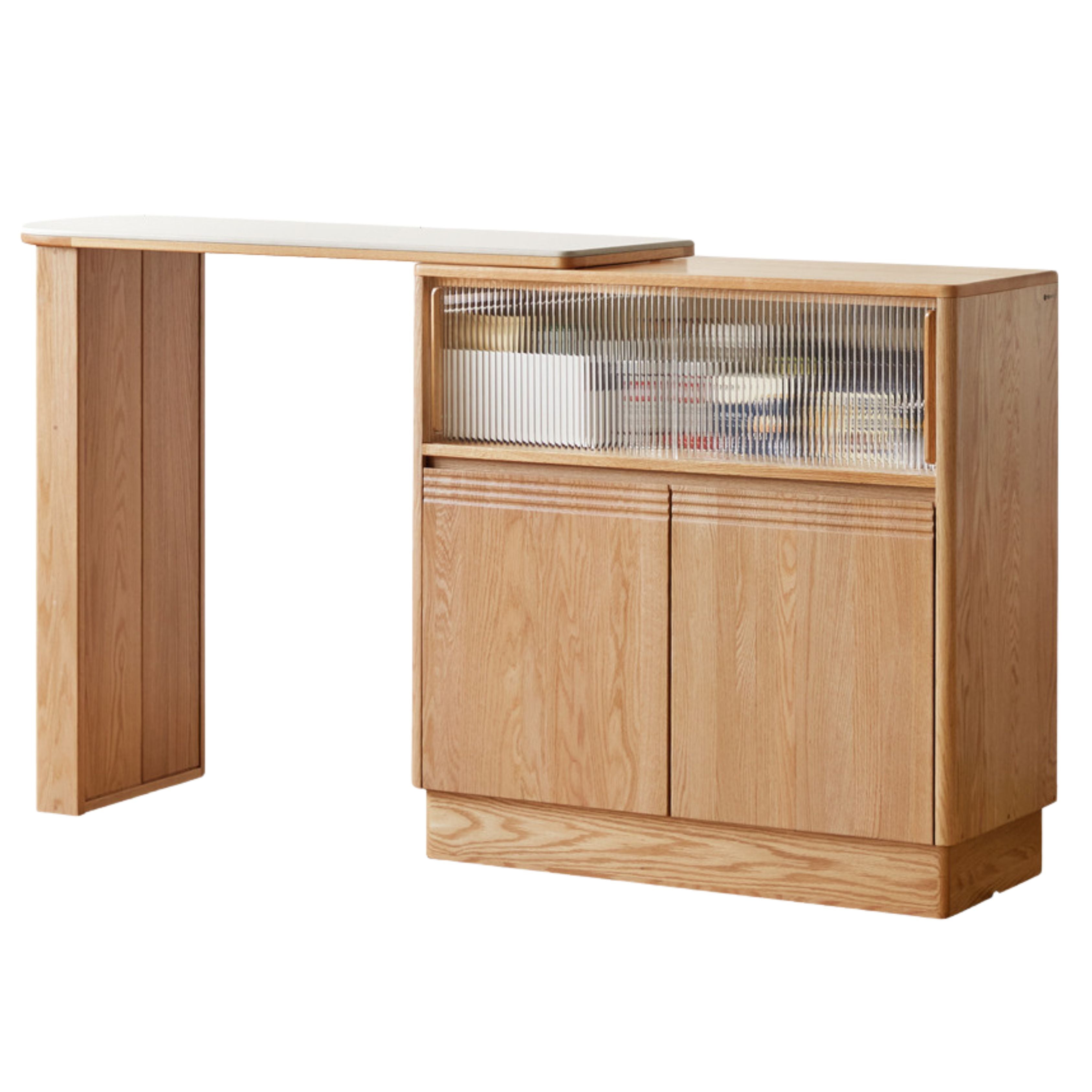 Oak Solid Wood Retractable Rock Plate Bar Table