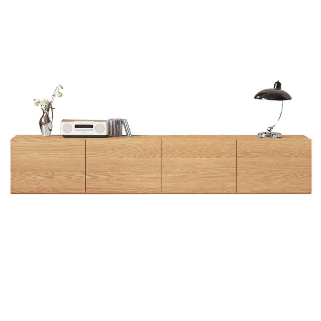 Oak, Rubber Solid Wood TV Cabinet Cream Style Large Capacity.