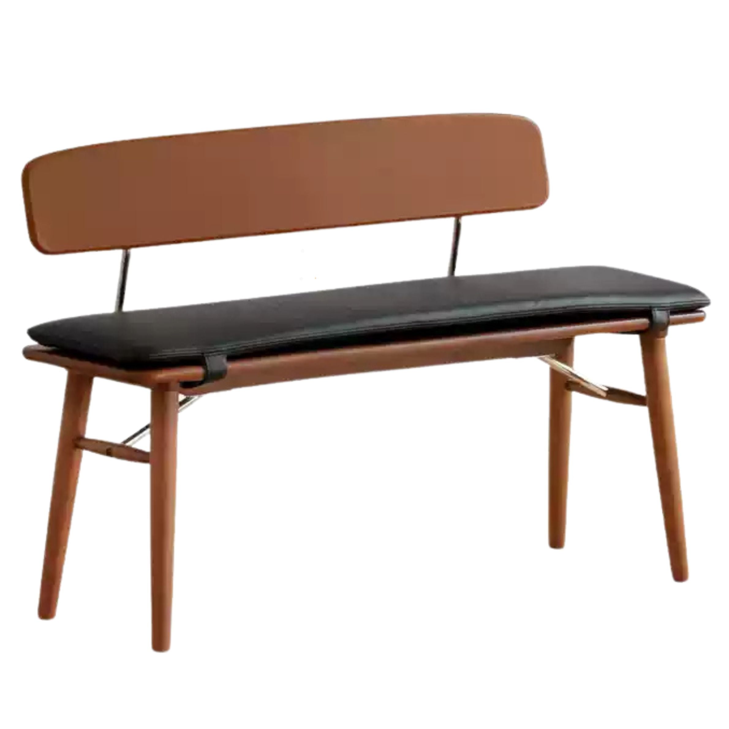 Beech Solid Wood Organic Leather Long Bench