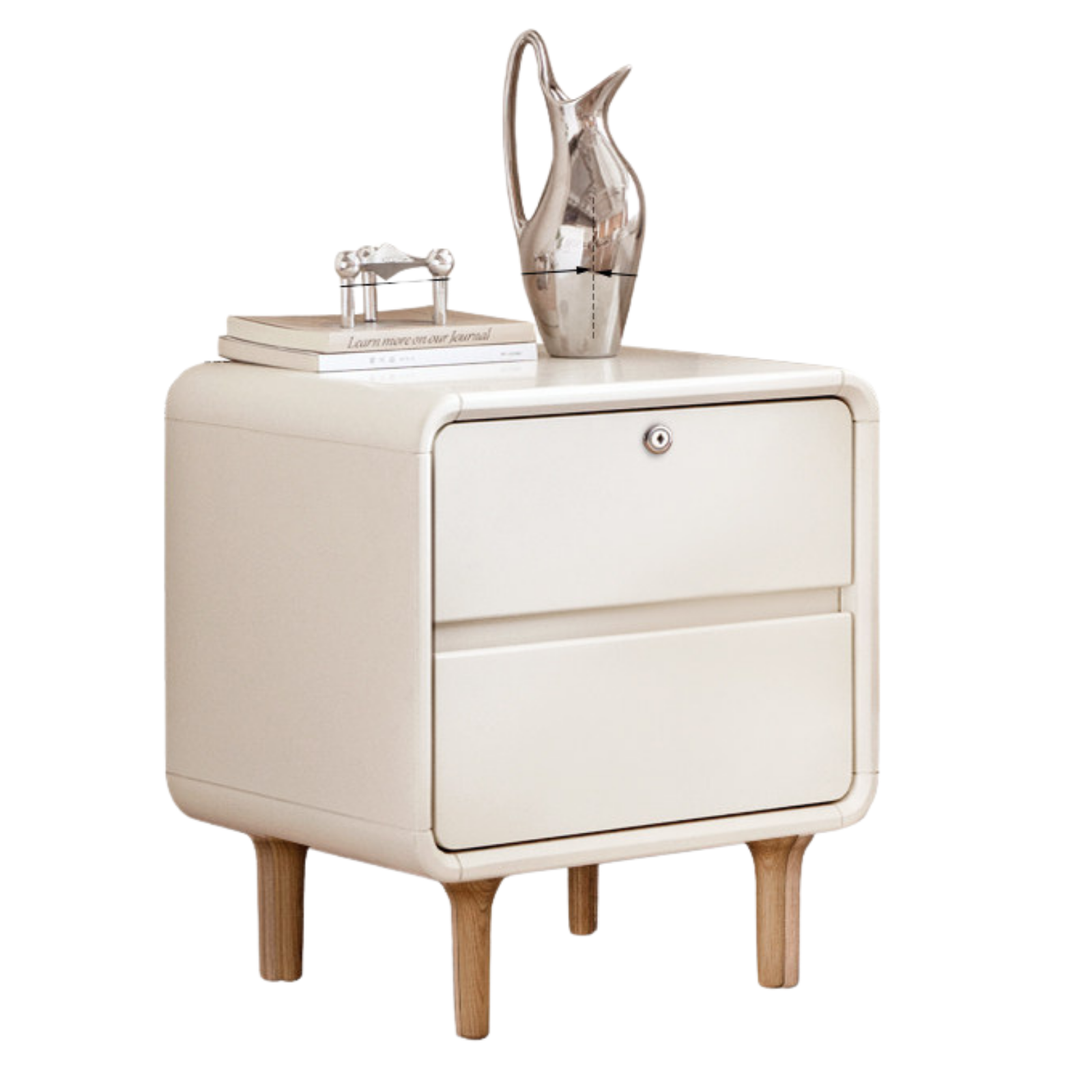 Solid Rubberwood Creamy Candy Style Nightstand.
