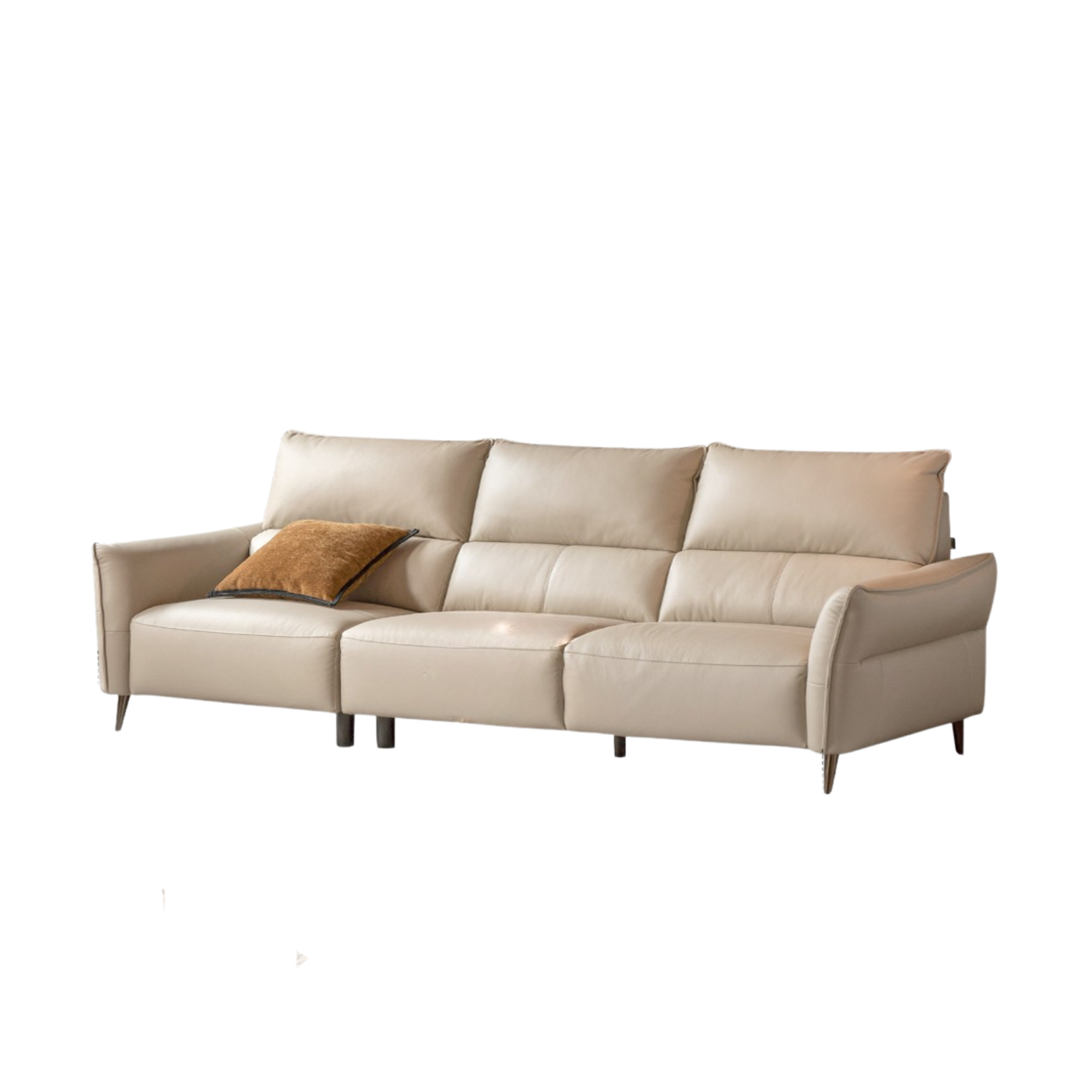 Genuine Top Grain Leather Modern Sofa, Clean Line Contemporary Design