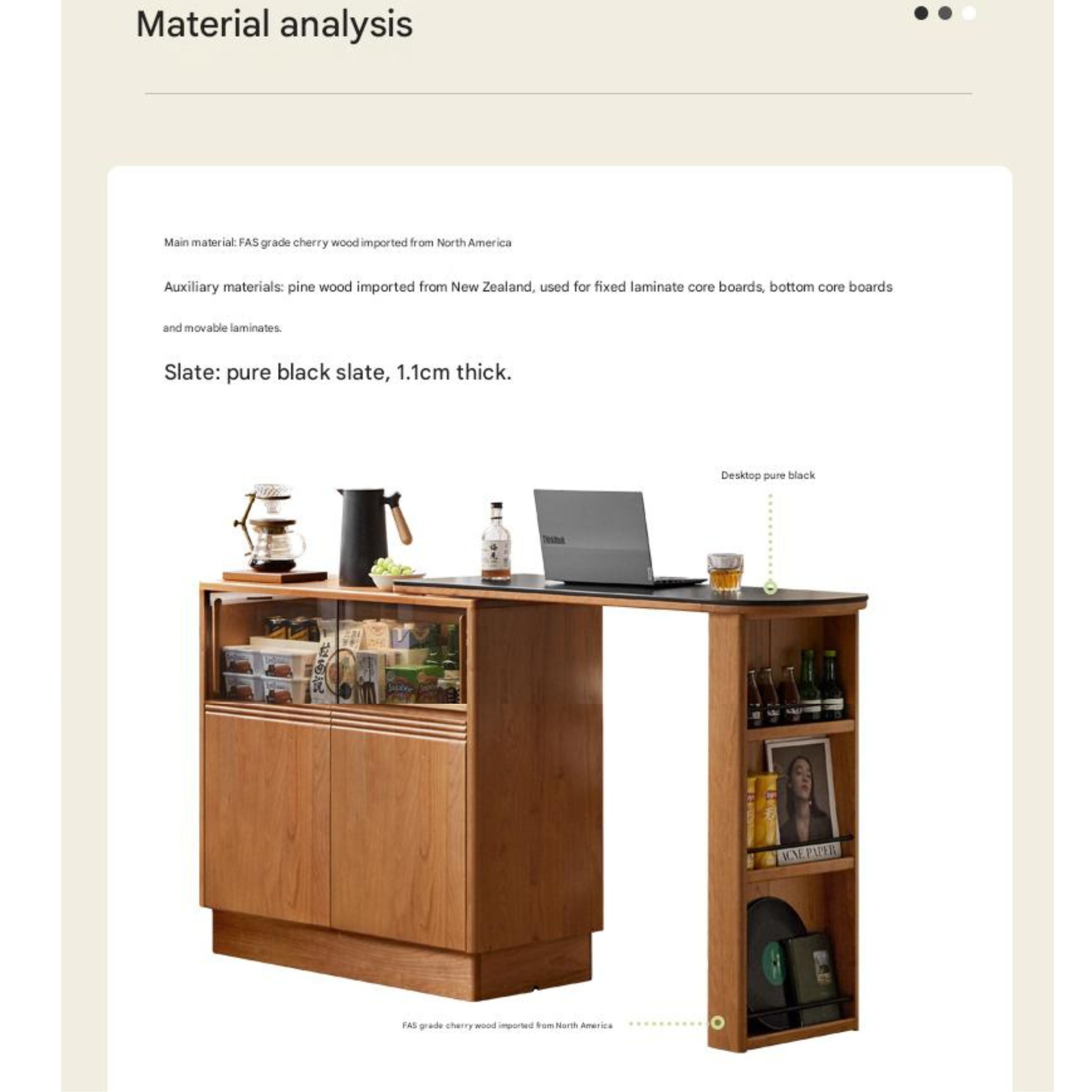 Cherry Solid Wood Telescopic Bar Table