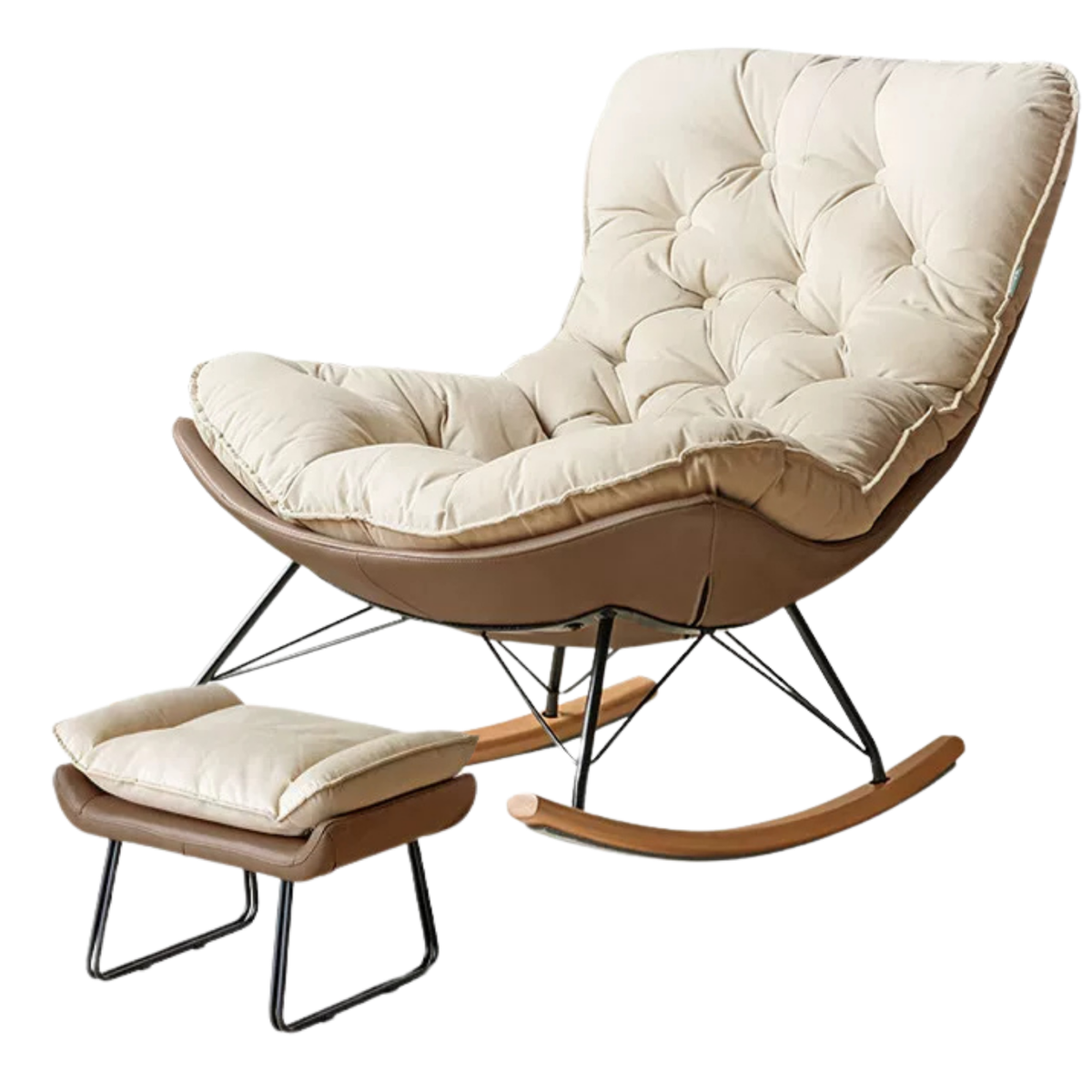 Solid Wood Modern Eggshell Rocking Chair beech legs