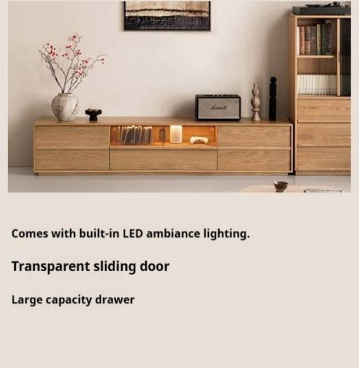 White Oak, Ash Solid Wood Wabi-sabi Style TV Cabinet