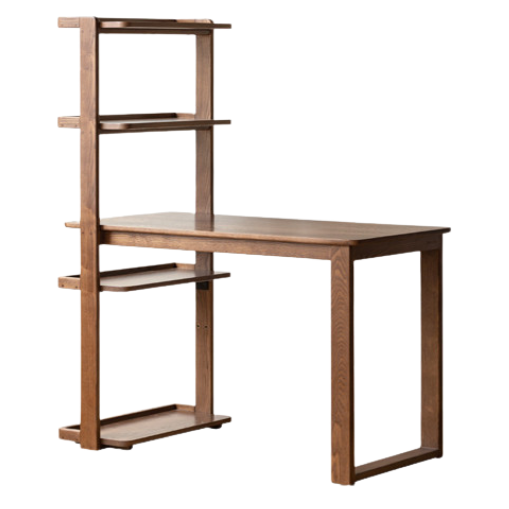 Black Walnut, Ash Solid Wood Desk Bookshelf Integrated