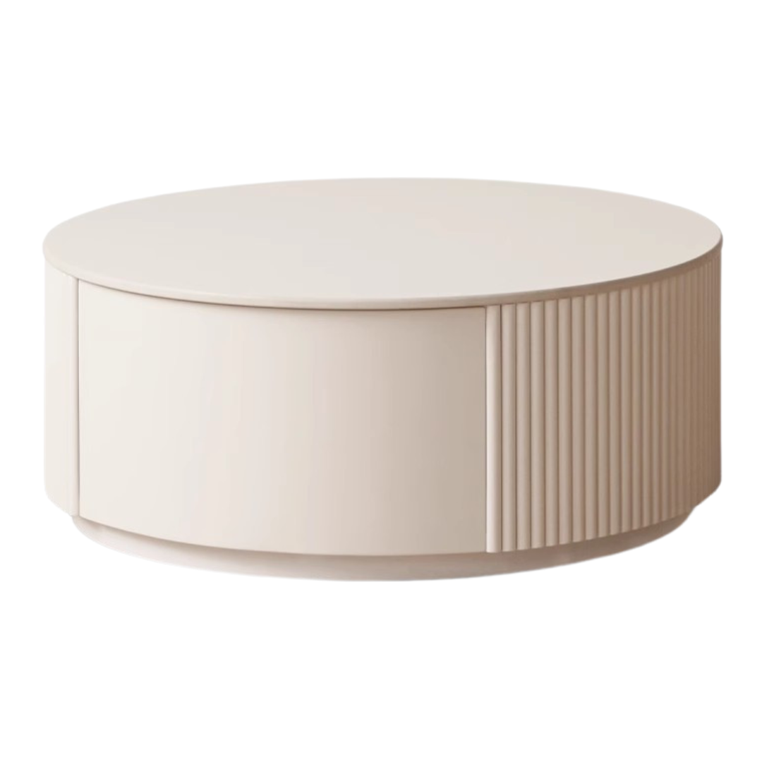 Ash Solid Wood Milk Oil Wind Combination Storage Rock Coffee Table.