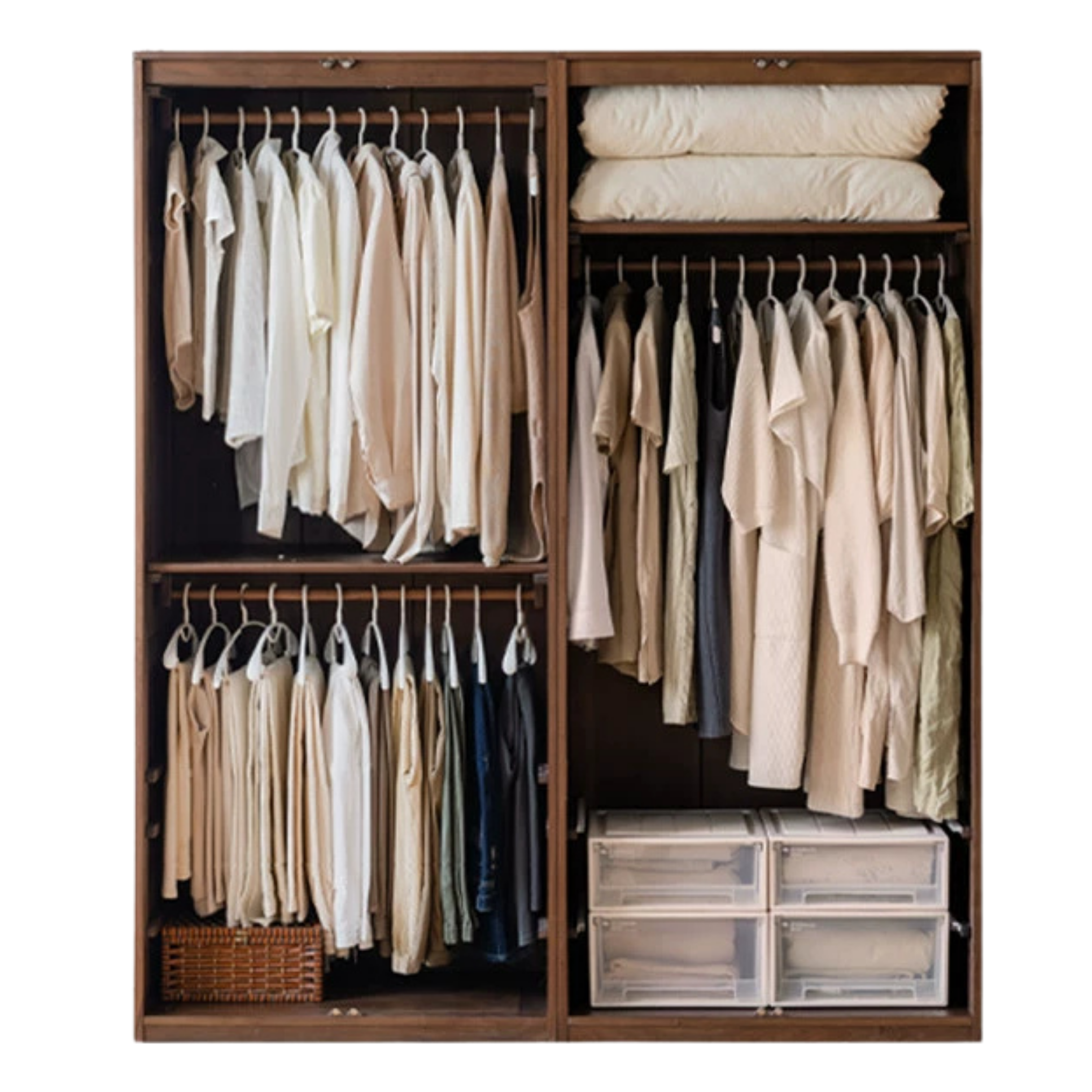 Black Walnut Solid Wood French Retro Wardrobe.