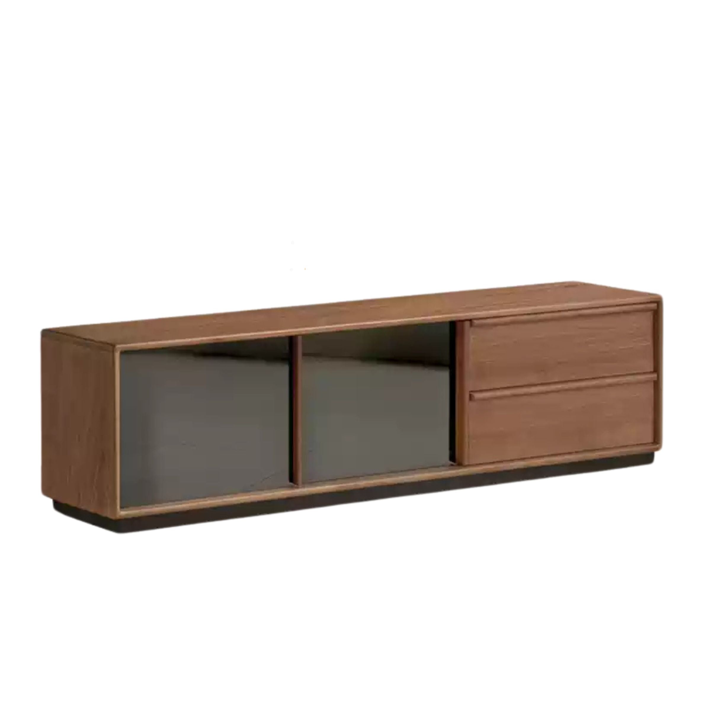 Black Walnut, Oak Solid Wood Italian Light Luxury Floor TV Cabinet.