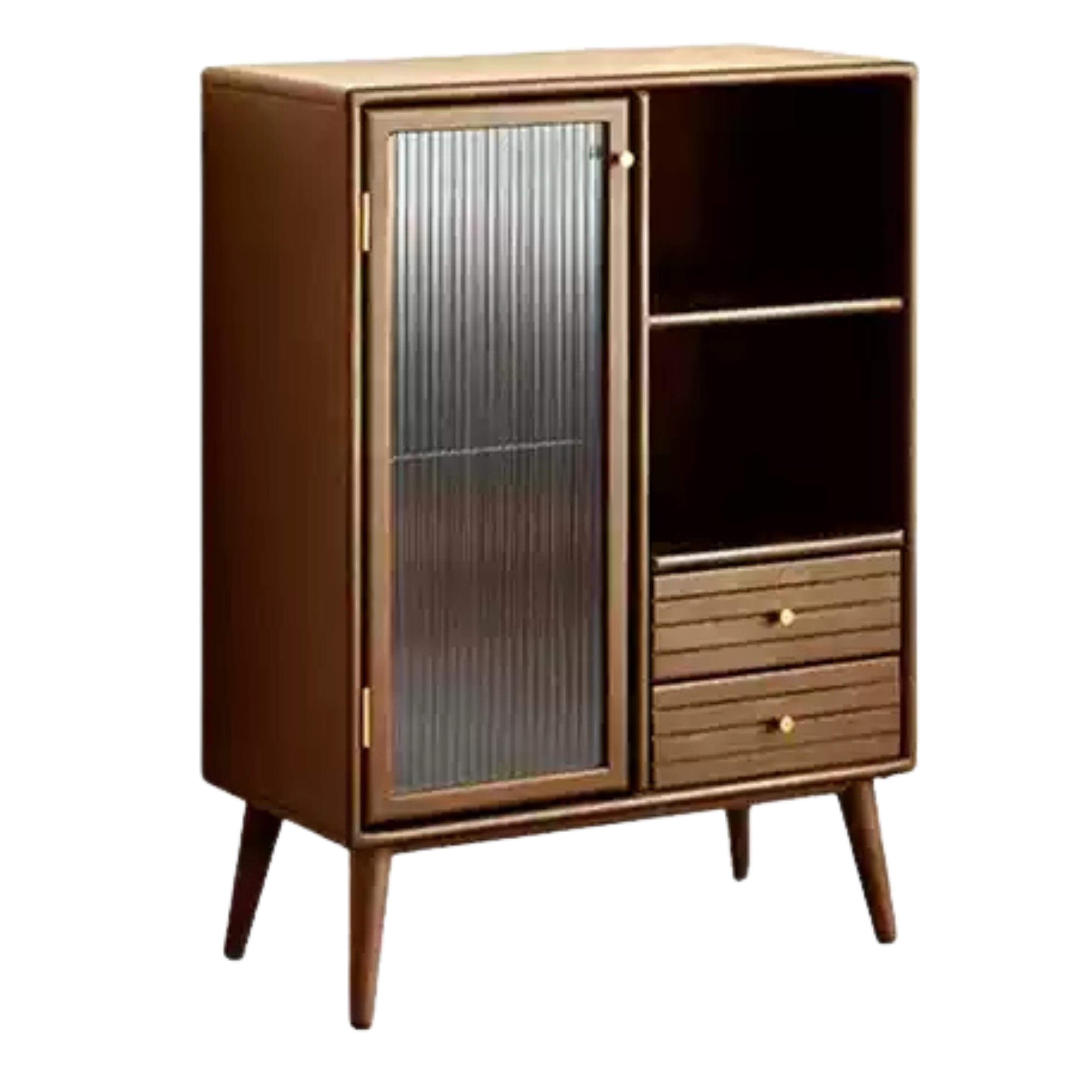 Rubber Solid Wood Nordic Black Modern Sideboard