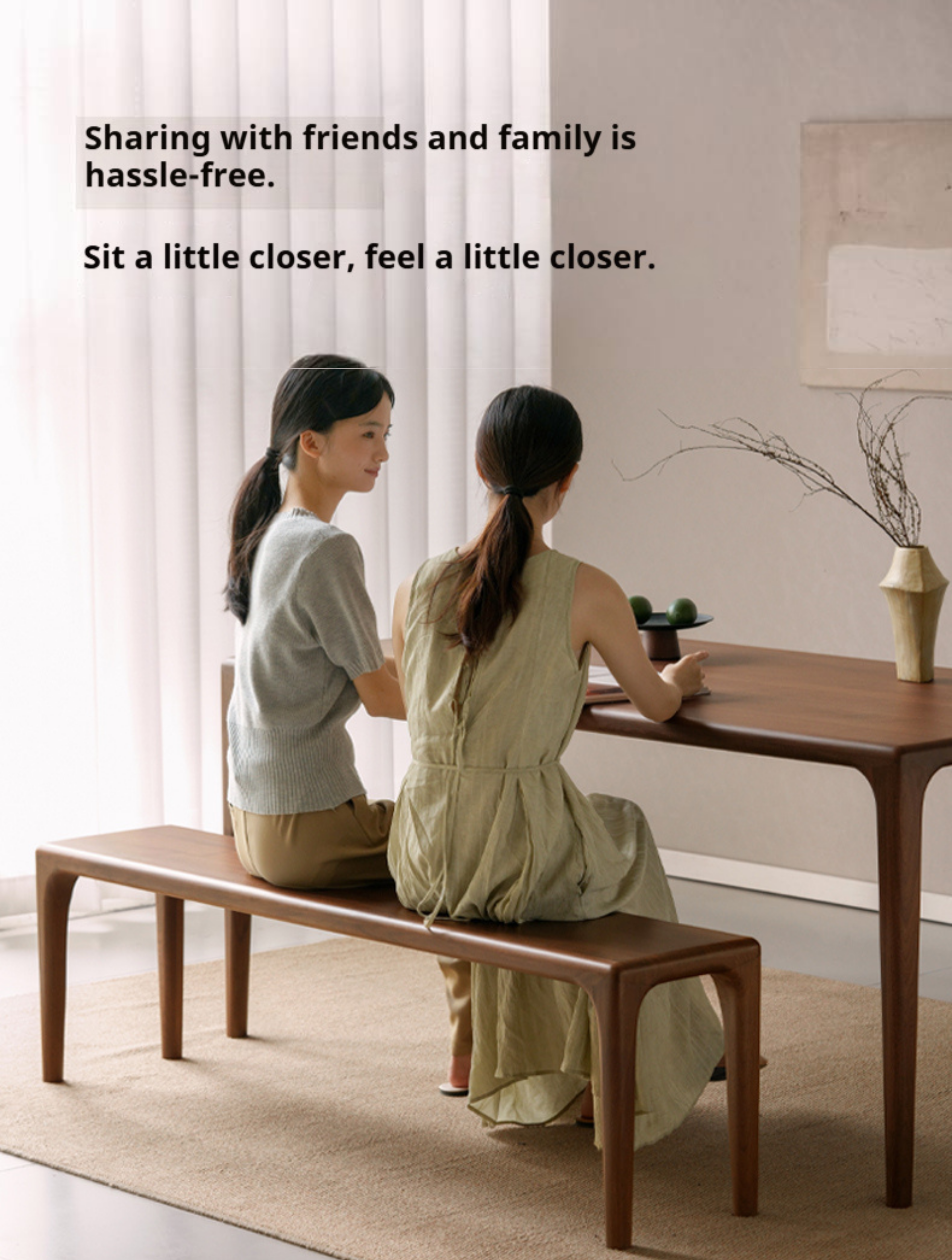 Black Walnut Solid Wood Light Luxury Style Bench