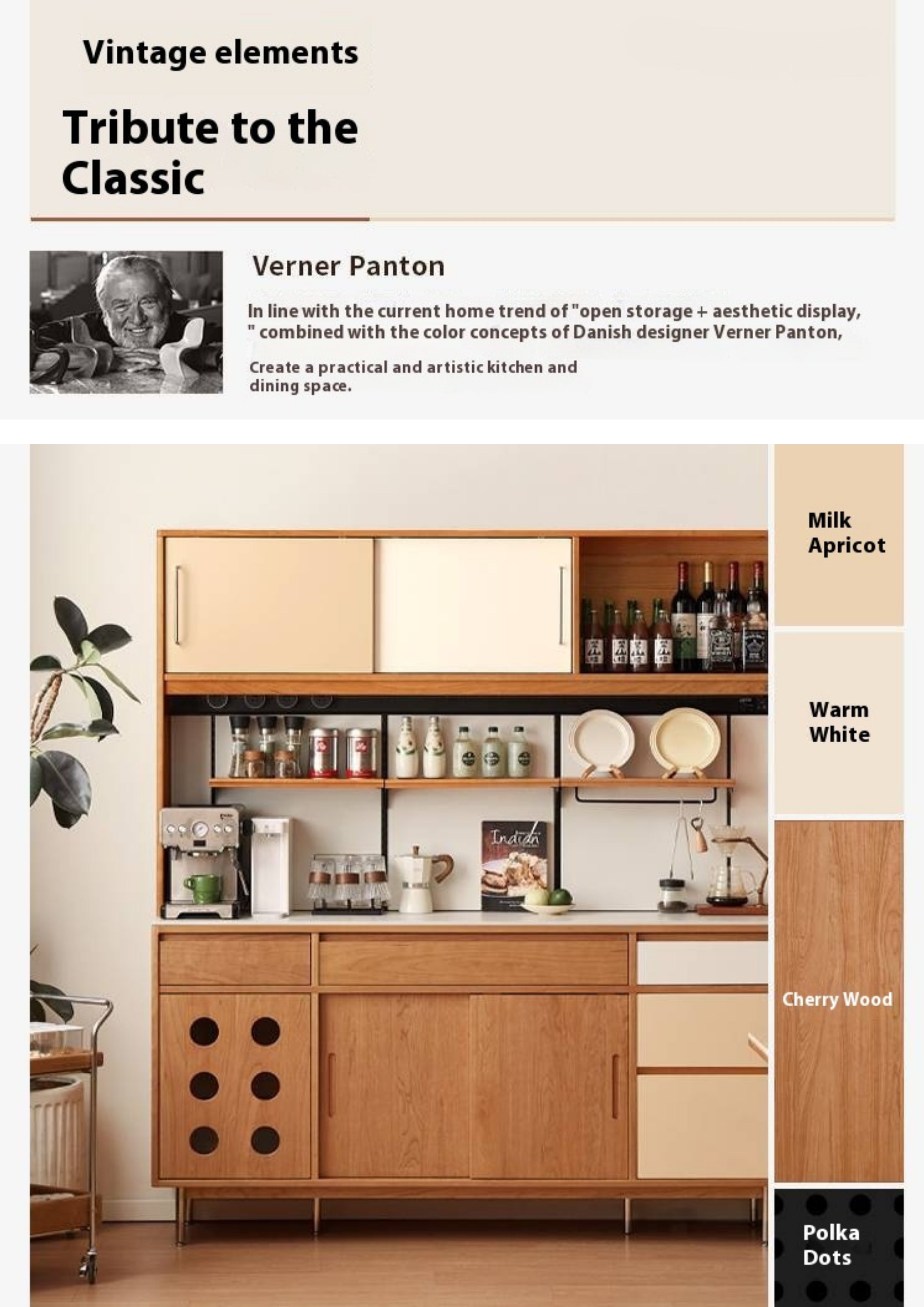 Cherry Solid Wood Medieval Style Retro Sideboard