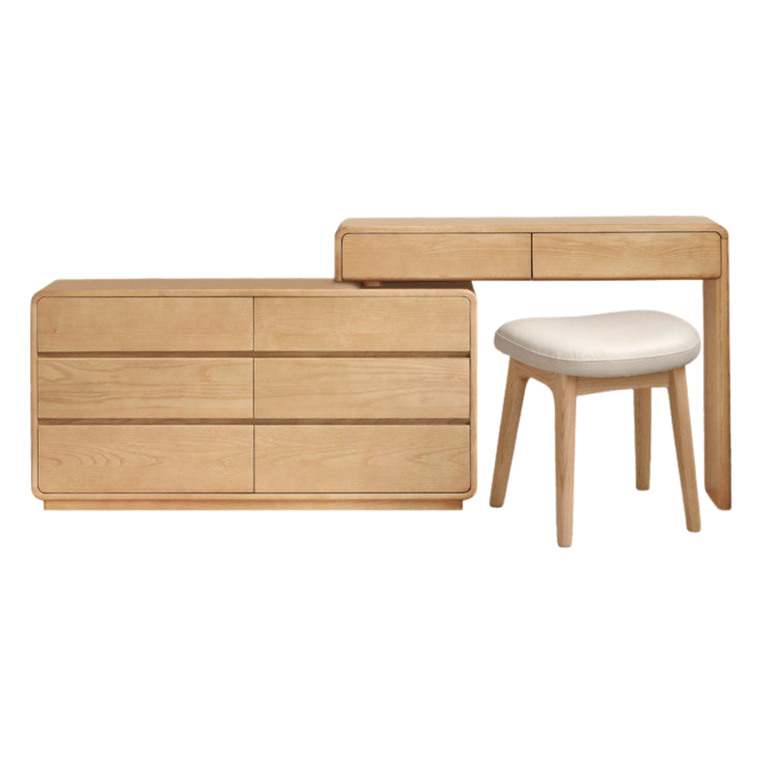 Ash Solid Wood Telescopic Vanity Table Integrated Storage.