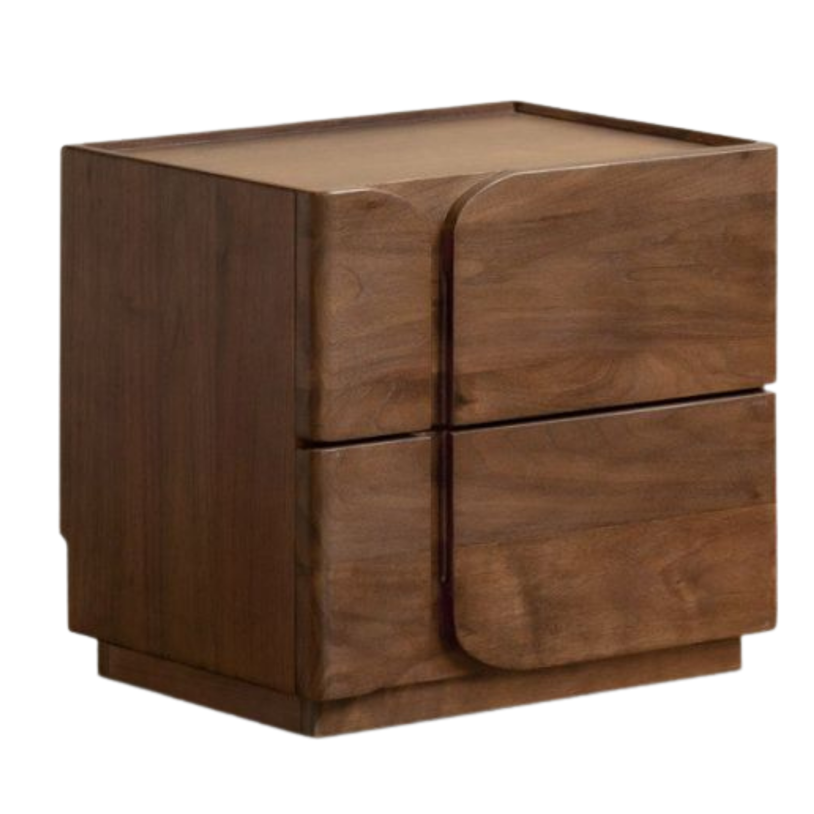 Black Walnut Solid Wood Nightstand with Light Luxury Storage Cabinet