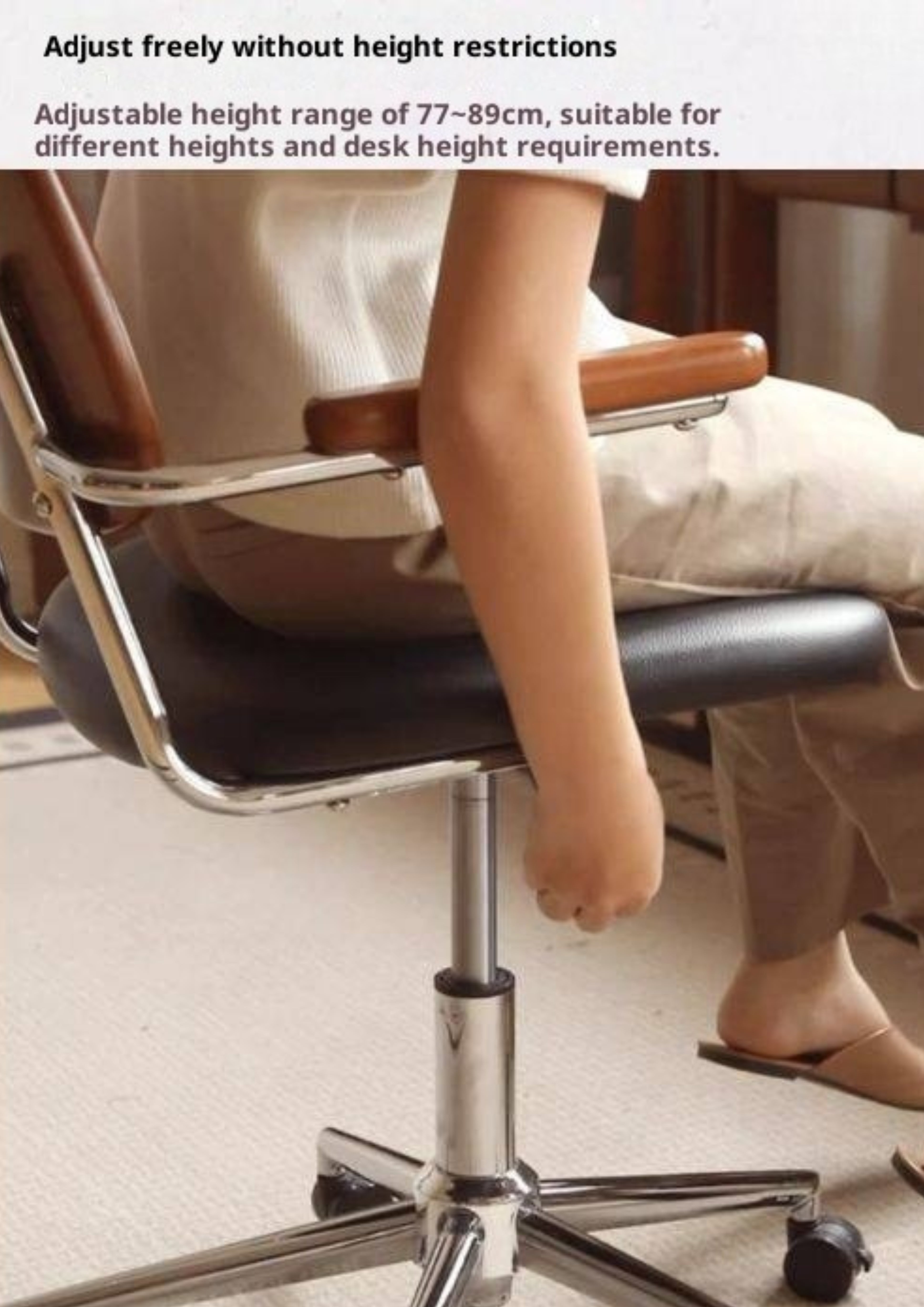 Beech Solid Wood Adjustable Office Chair, Bauhaus Style