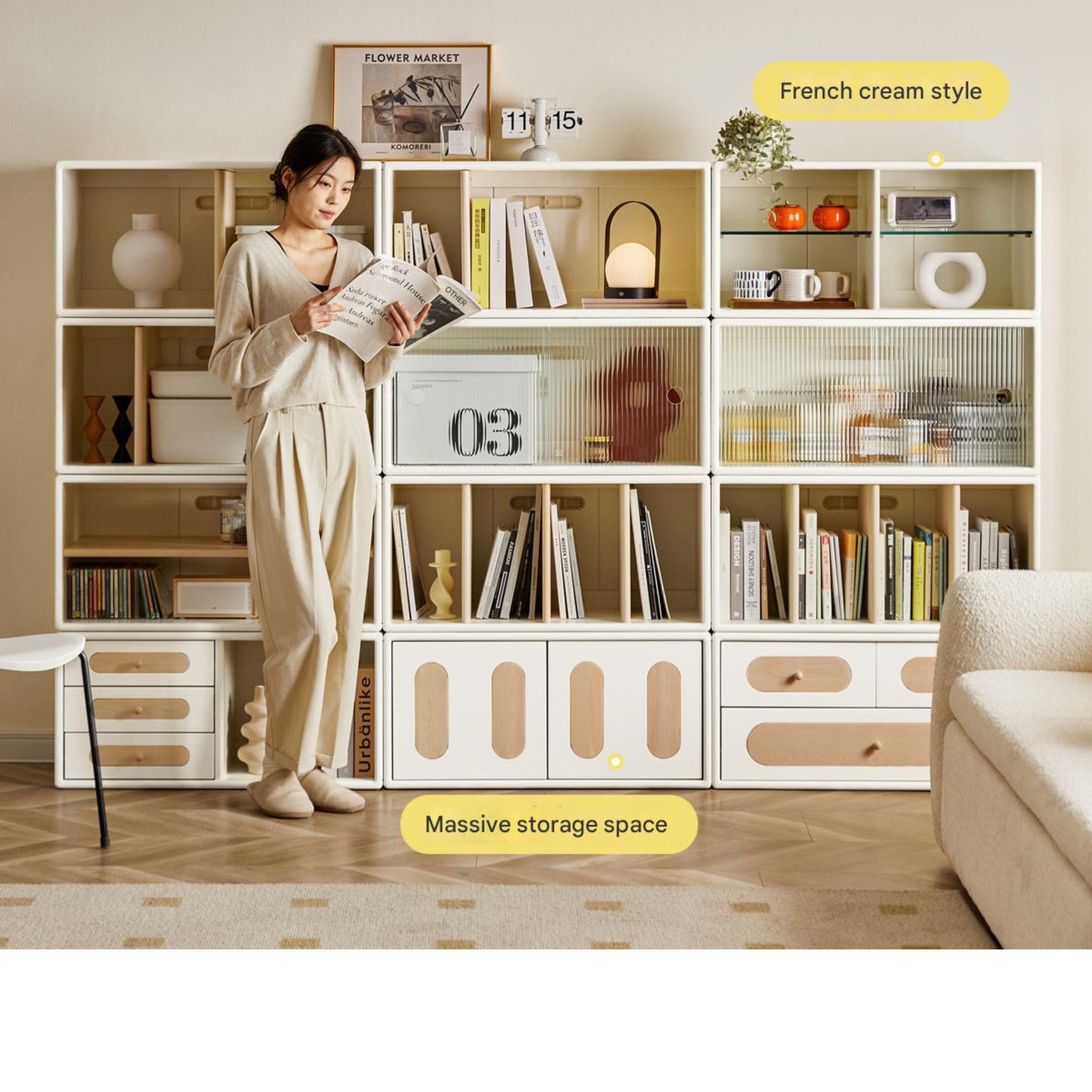 Rubber Solid wood Free Combination TV Cabinet.