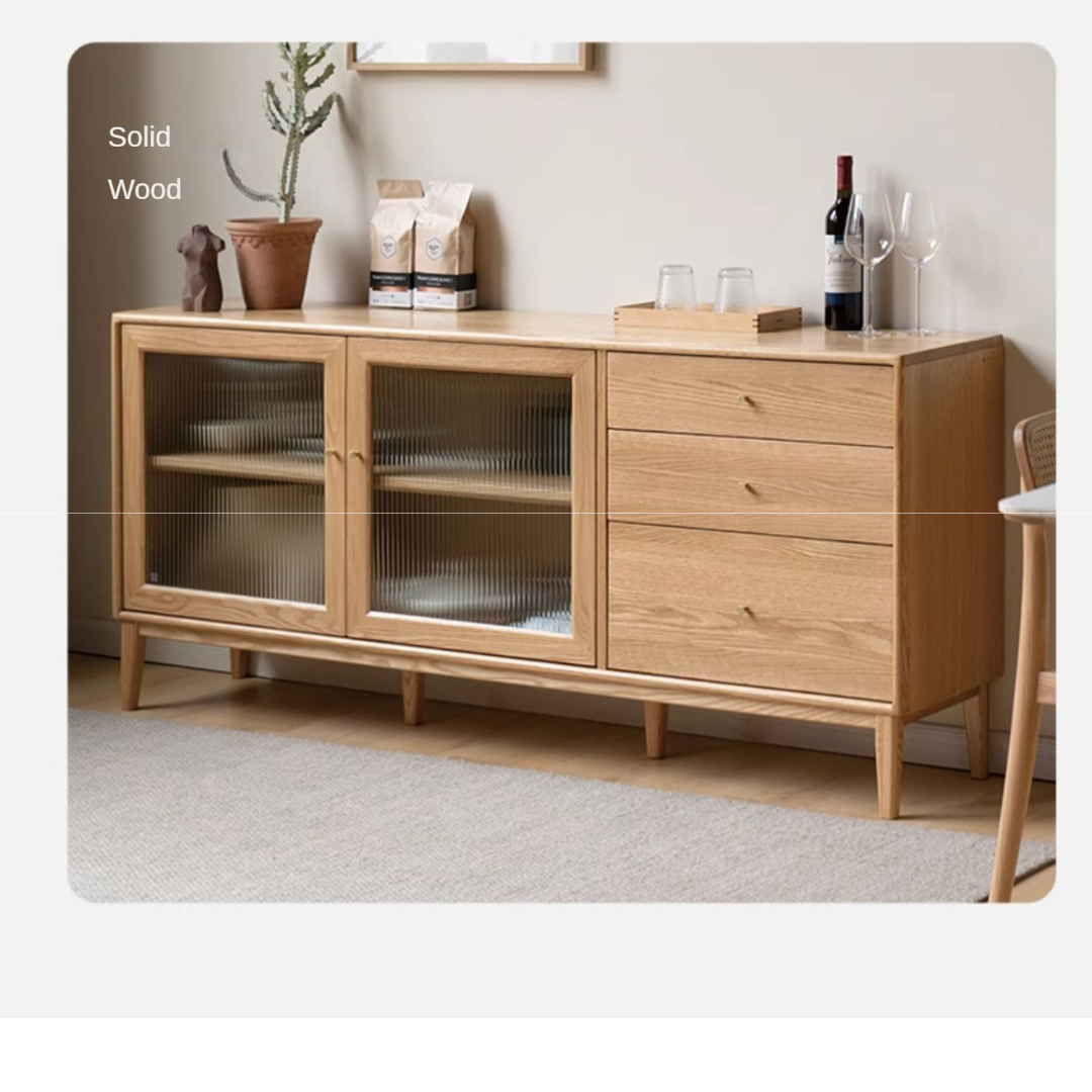 Oak Solid Wood Rock Board Modern Dining Sideboard