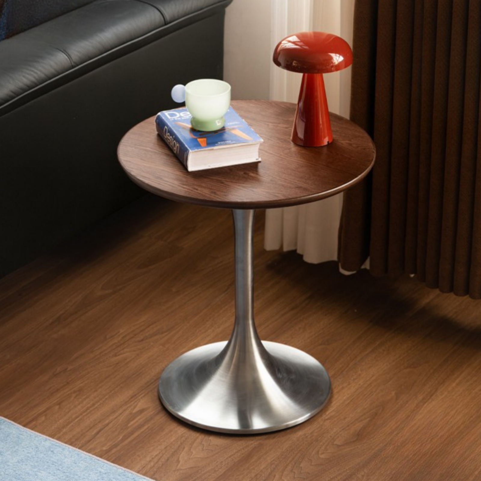 Ash Solid Wood Round Side Table, Bauhaus Style