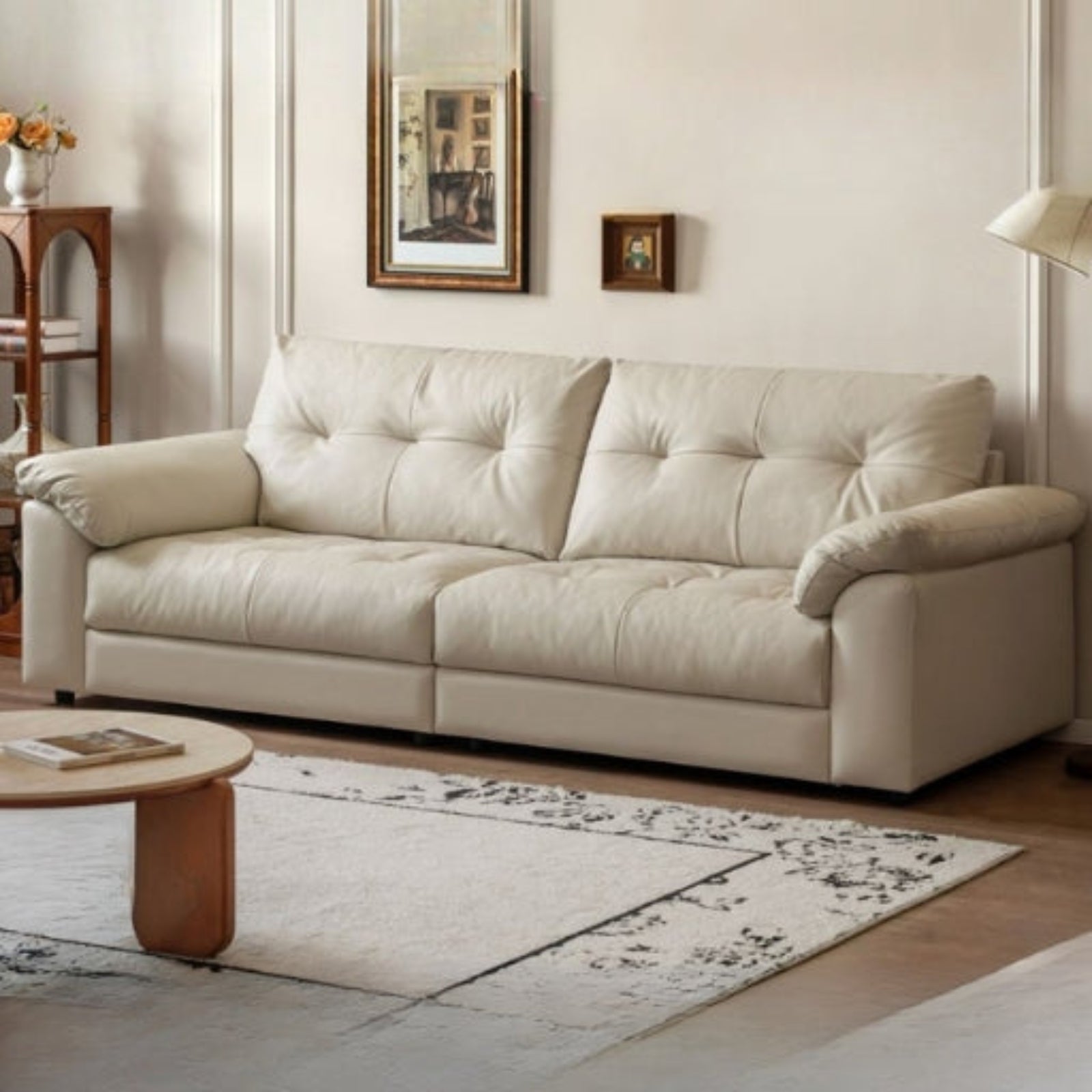 Genuine Top Grain Leather Sofa French Style “Cloud” Sofa