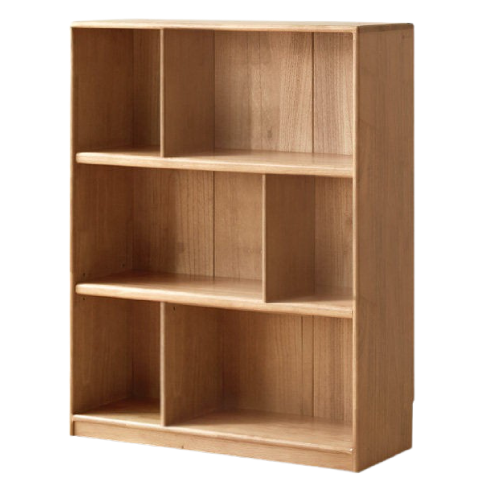 Solid Rubberwood Floor-Standing Bookcase with Study Storage Cabinet