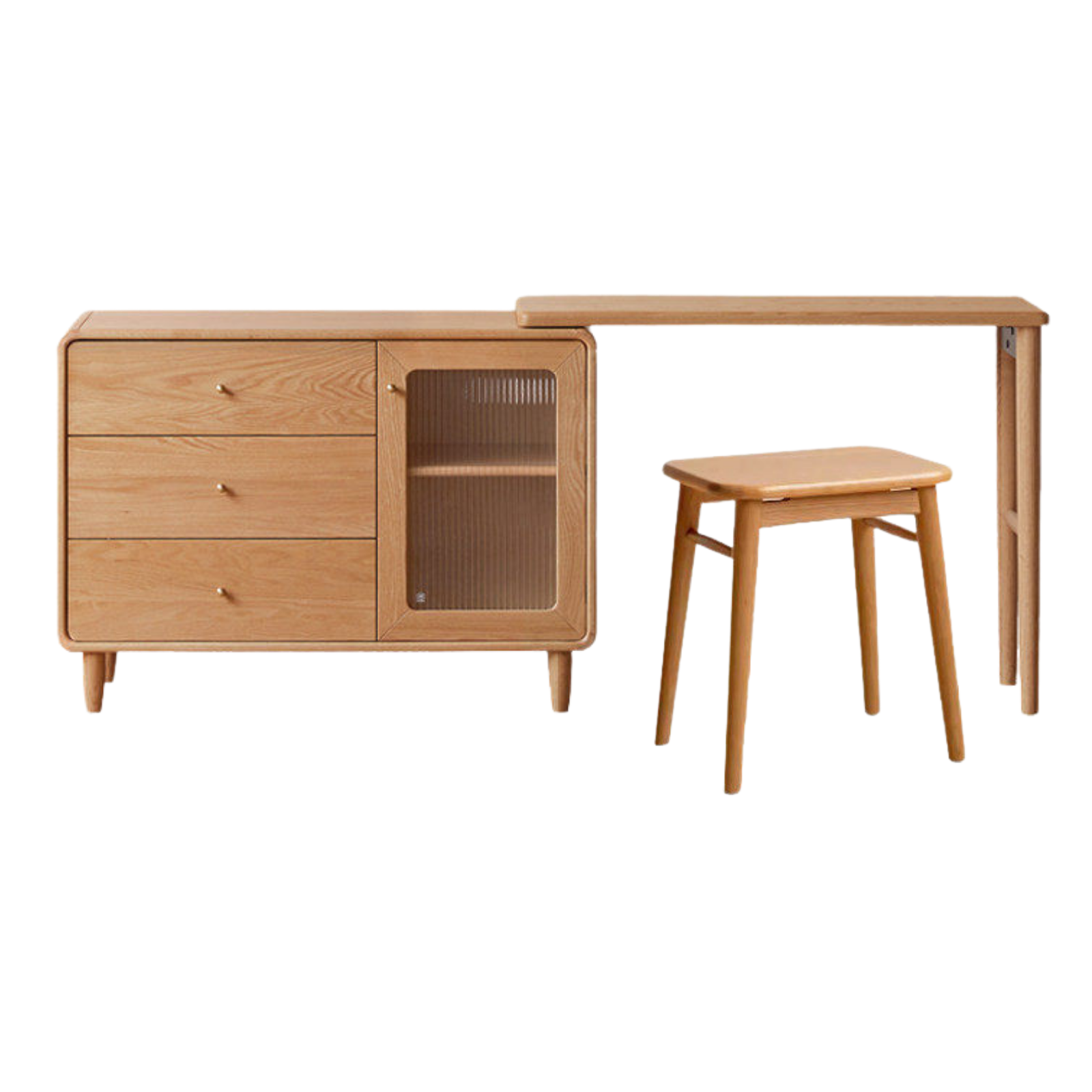 Oak Solid Wood Retractable Vanity Table.