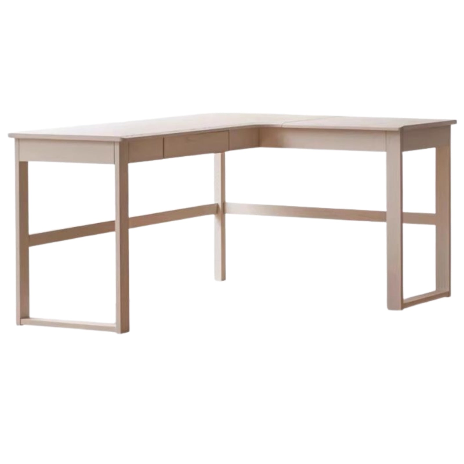 Oak Solid Wood Modern Cream Style Desk and Bookshelf Integrated