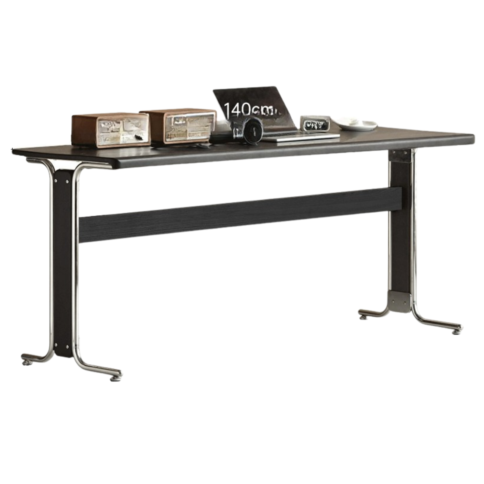 Oak, Ash Solid Wood Bauhaus Black Computer Desk.