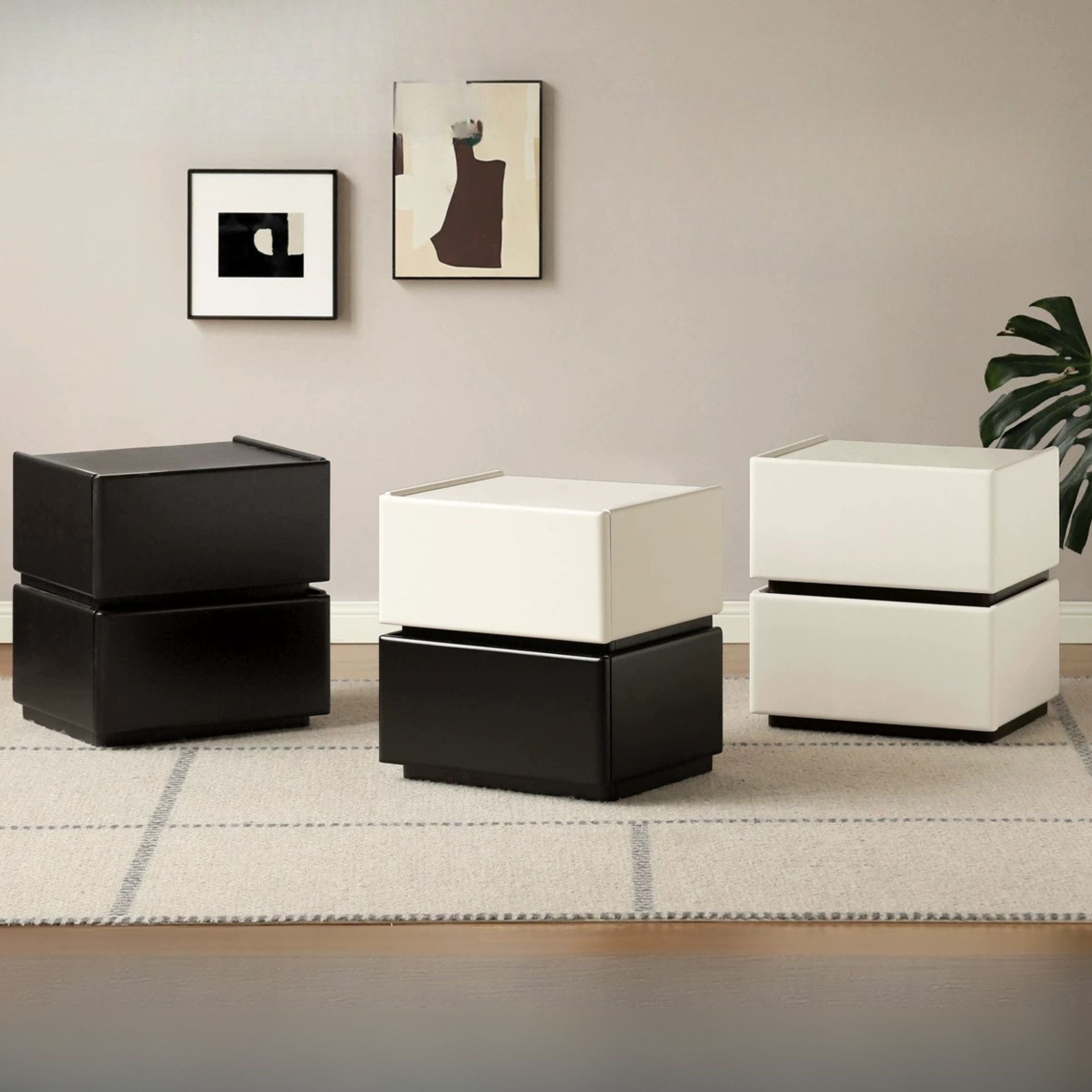 Rubber Solid Wood Modern Nightstand