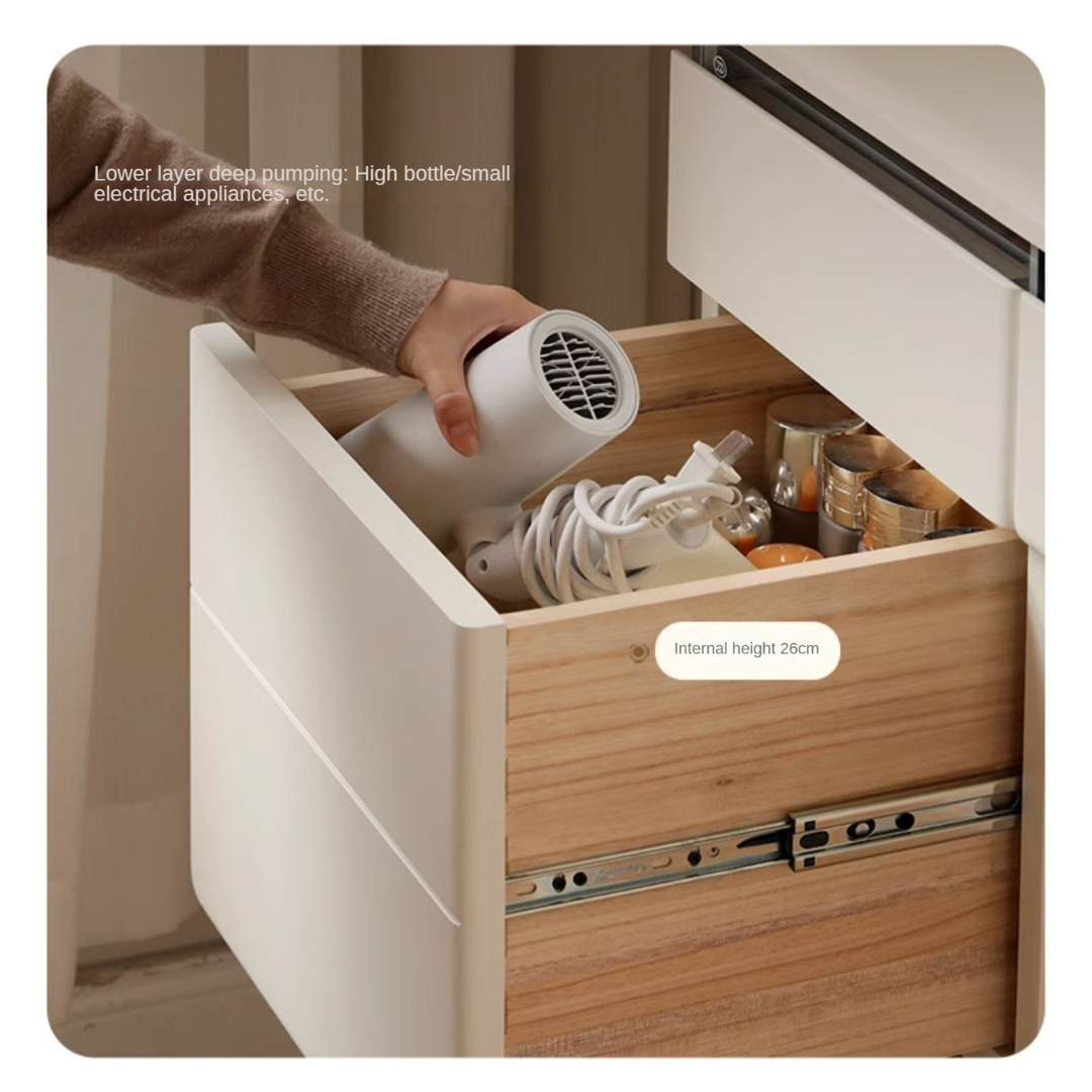Solid Rubberwood, Poplar Solid Wood Dressing Table Warm White.