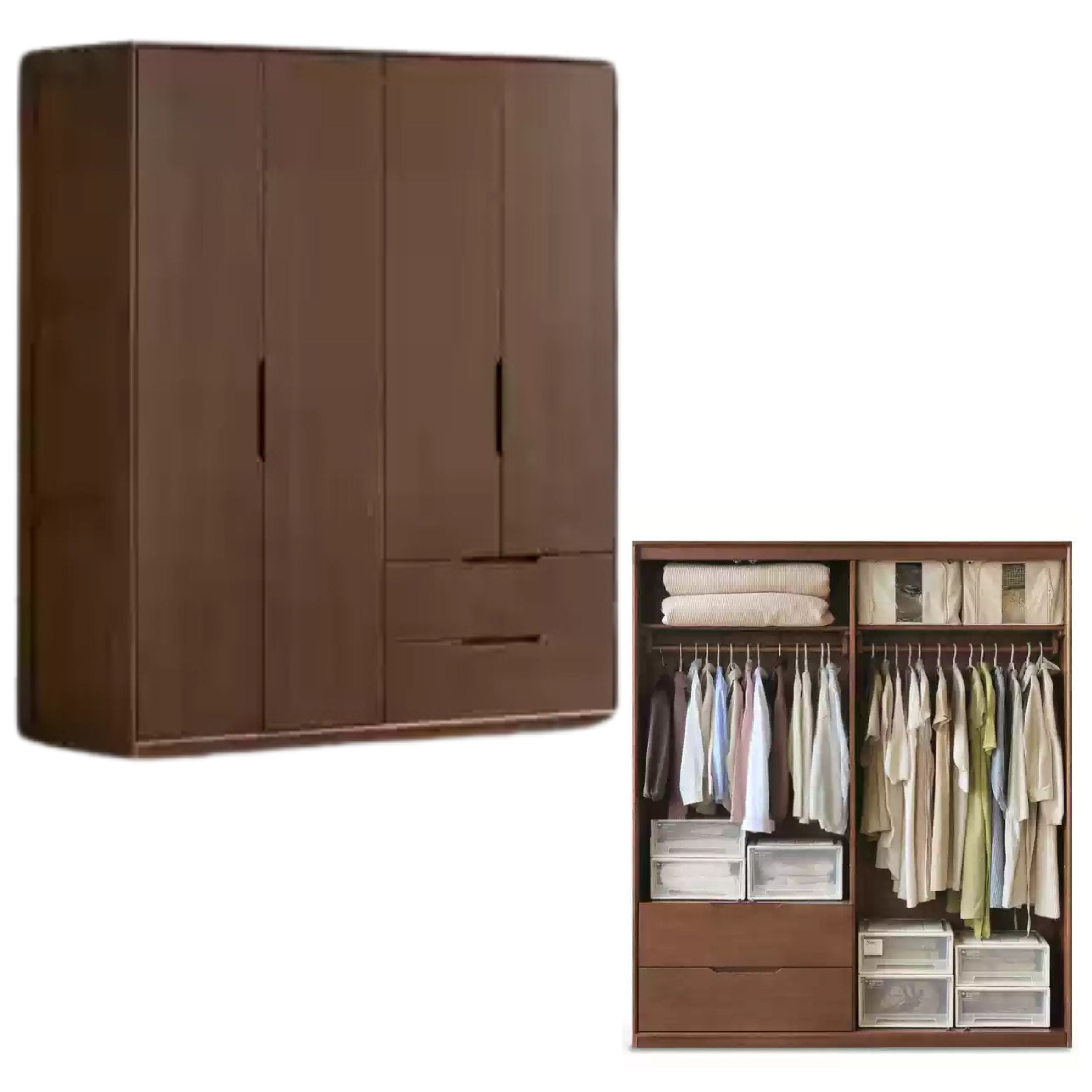 Sandalwood Solid Wood Modern Open Door Wardrobe.