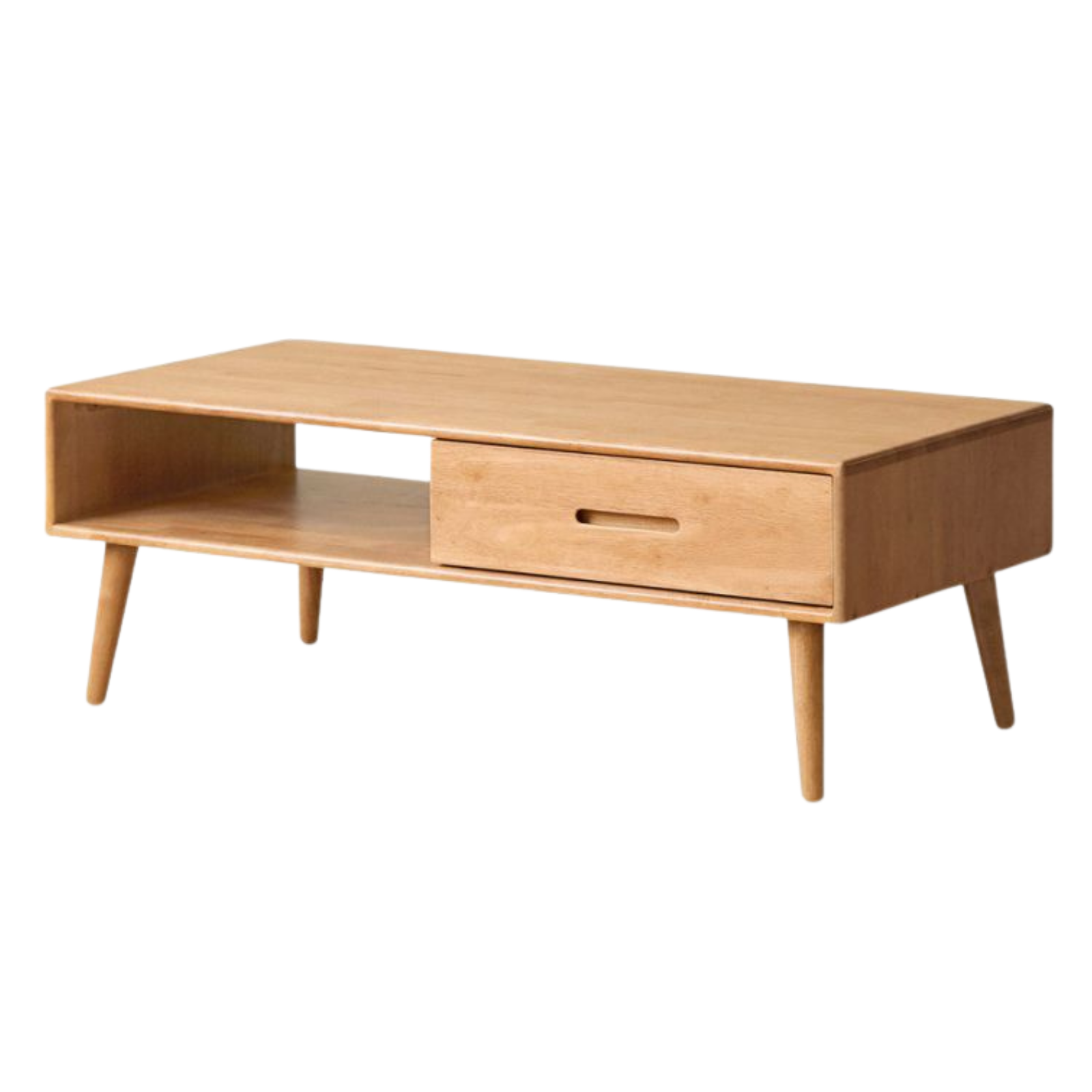 Solid RubberWood Coffee Table with Storage and Modern Aesthetic