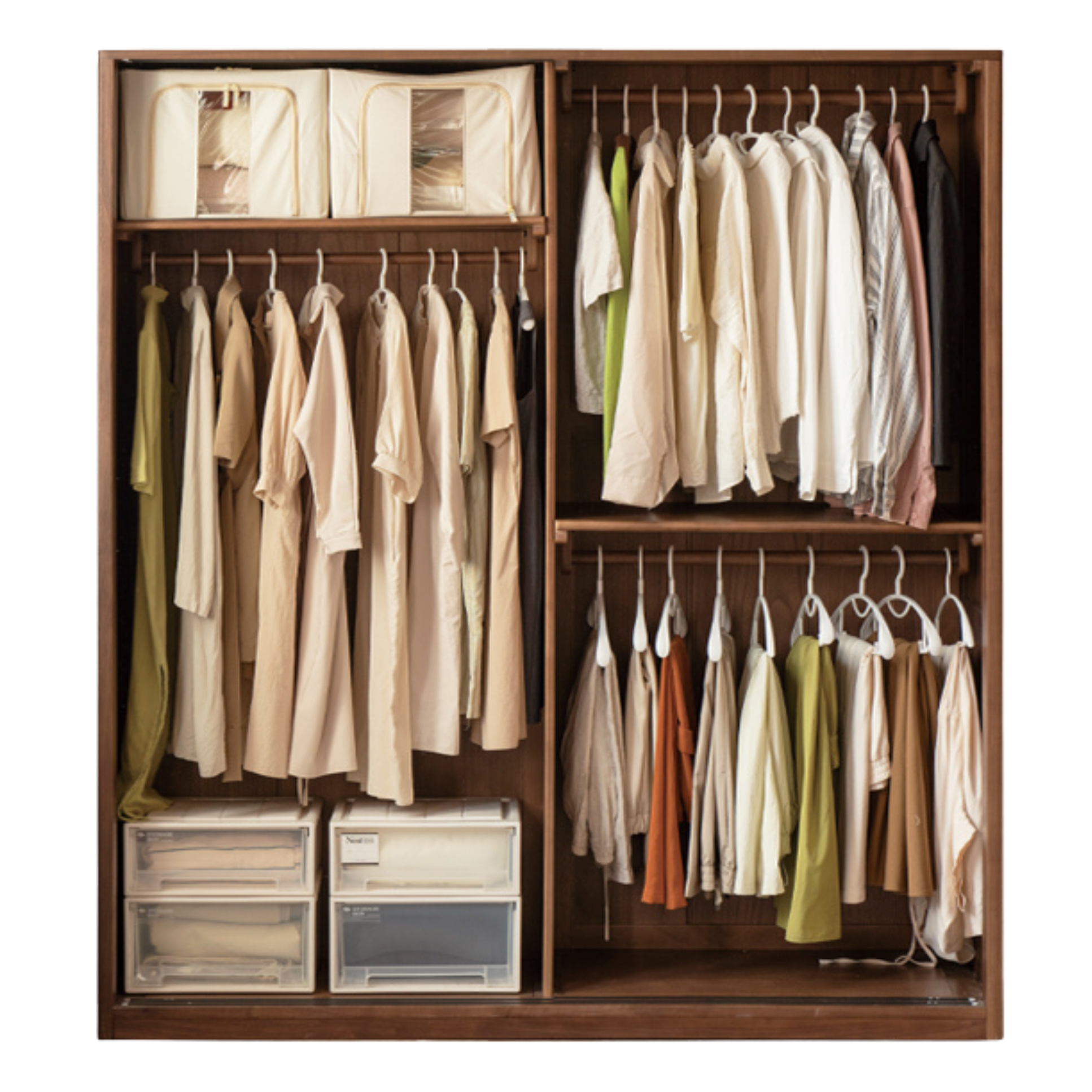 Black Walnut Solid Wood Sliding Door Wardrobe.