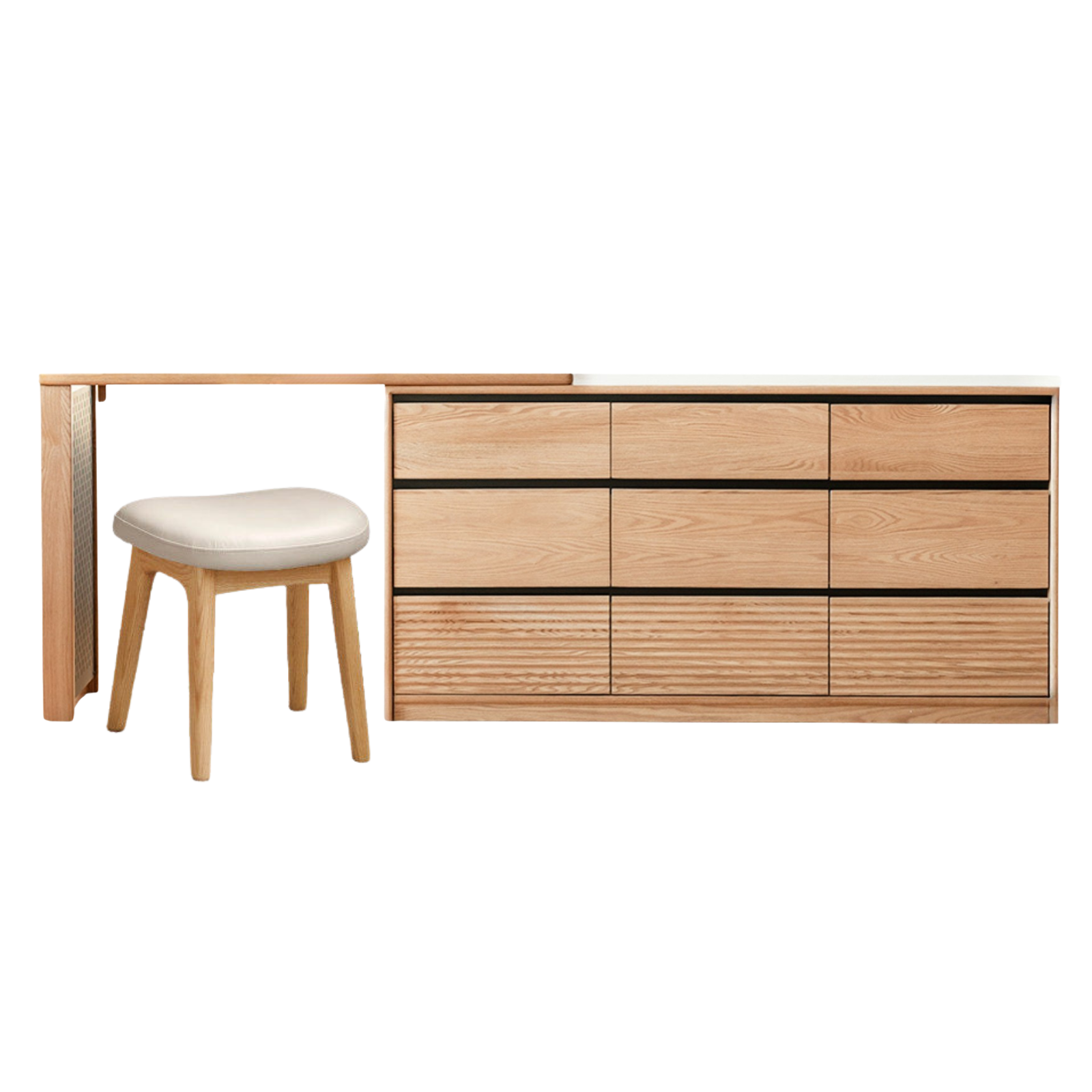 Oak, Ash Solid Wood Modern Telescopic Vanity Table.