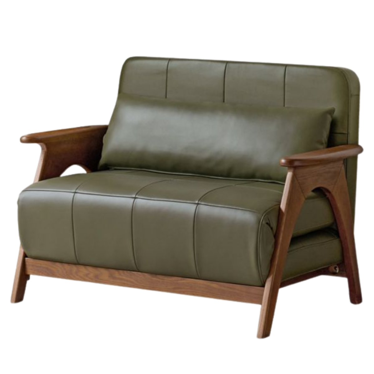 Oak Solid Wood A-Frame Accent Chair with Adjustable Backrest and Sleeper Function