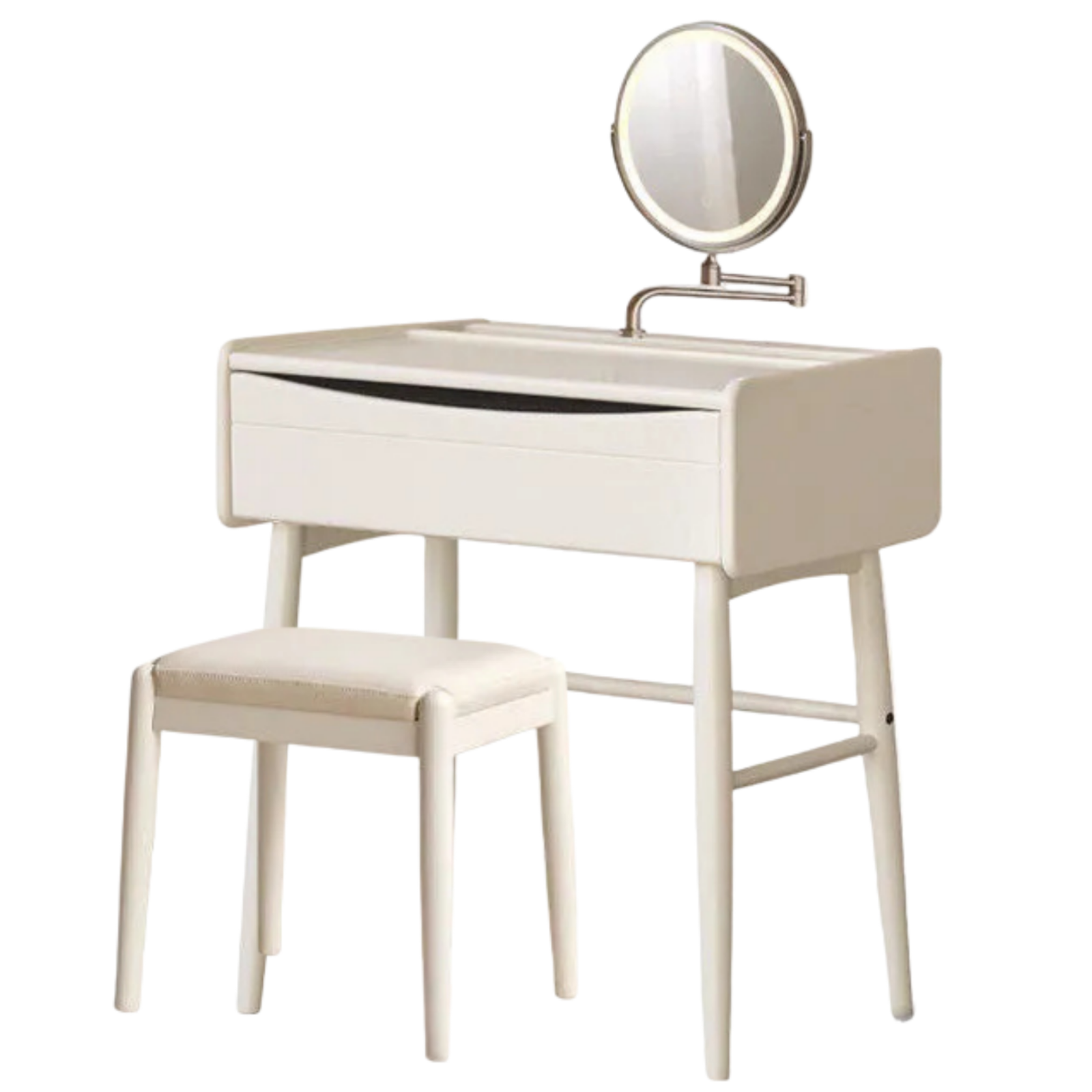 Solid Rubberwood Small White Vanity Table.
