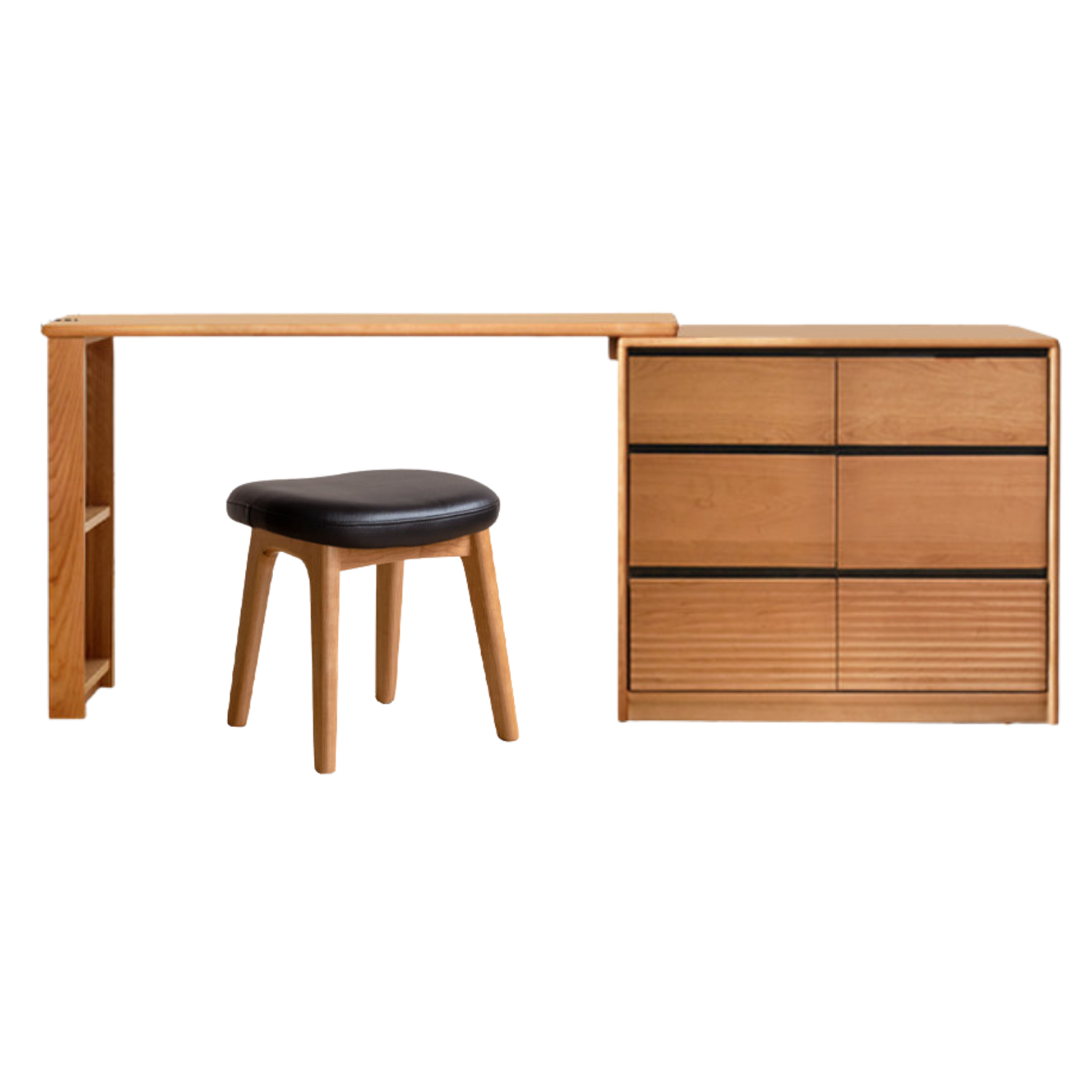 Сherry Solid Wood Retro Corner Vanity Table.