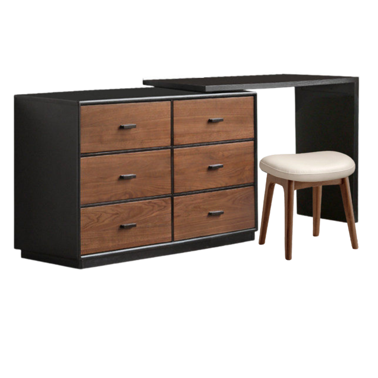 Black Walnut Solid Wood Italian Light Luxury Vanity Table.