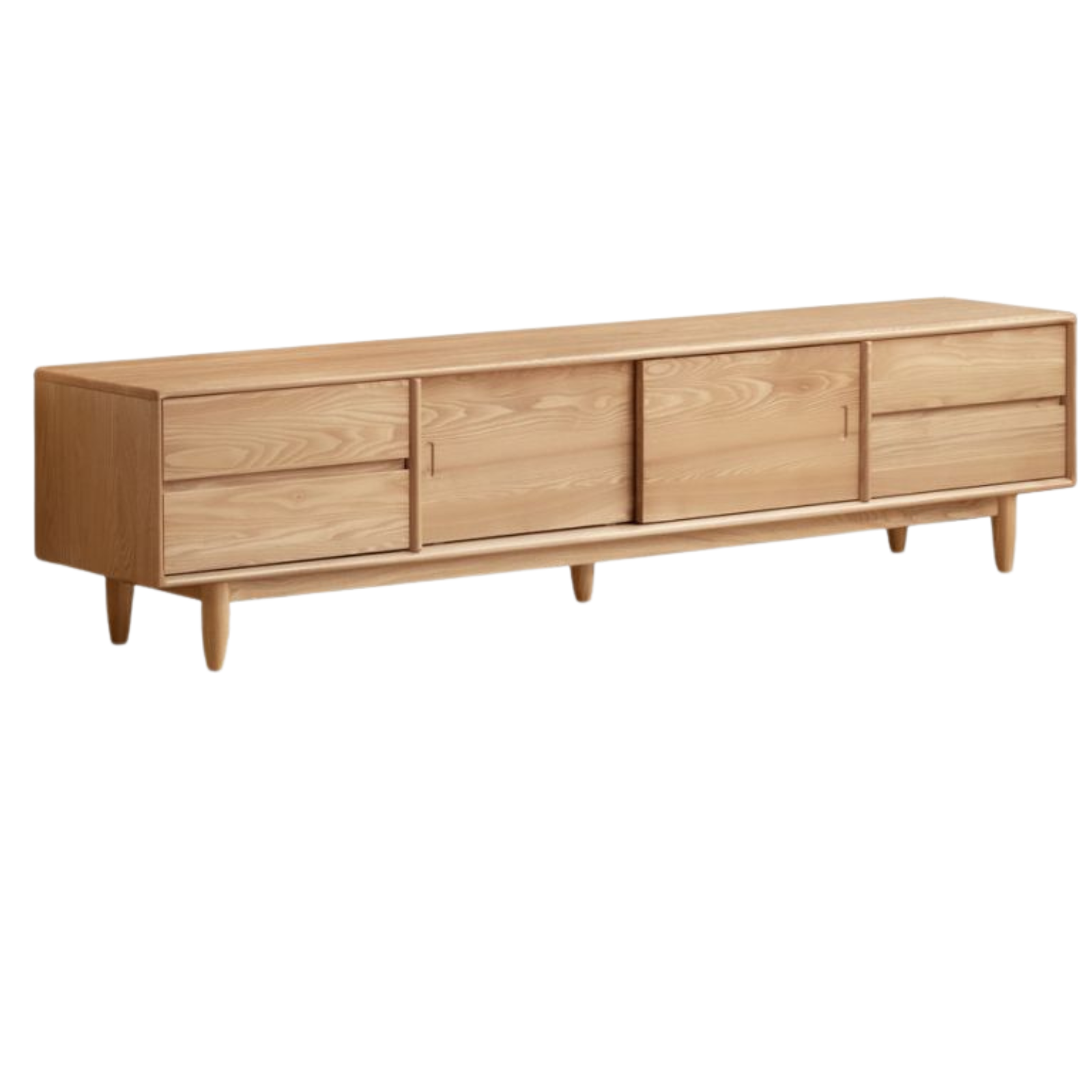 Ash Solid Wood Modern Log Style TV Cabinet