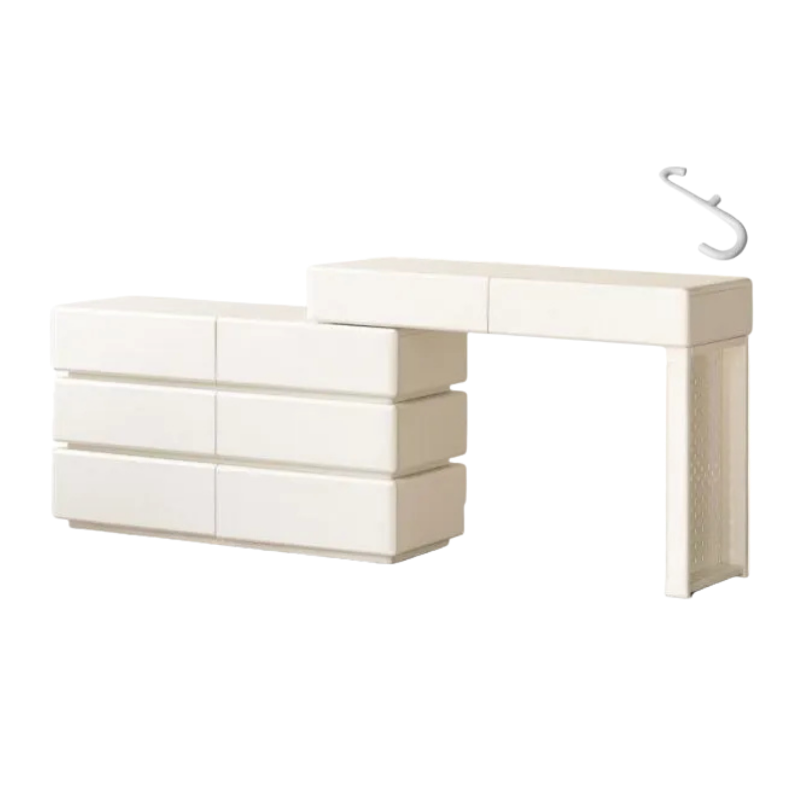 Solid Rubberwood Telescopic Vanity Table with Single-Layer Storage in White Cream