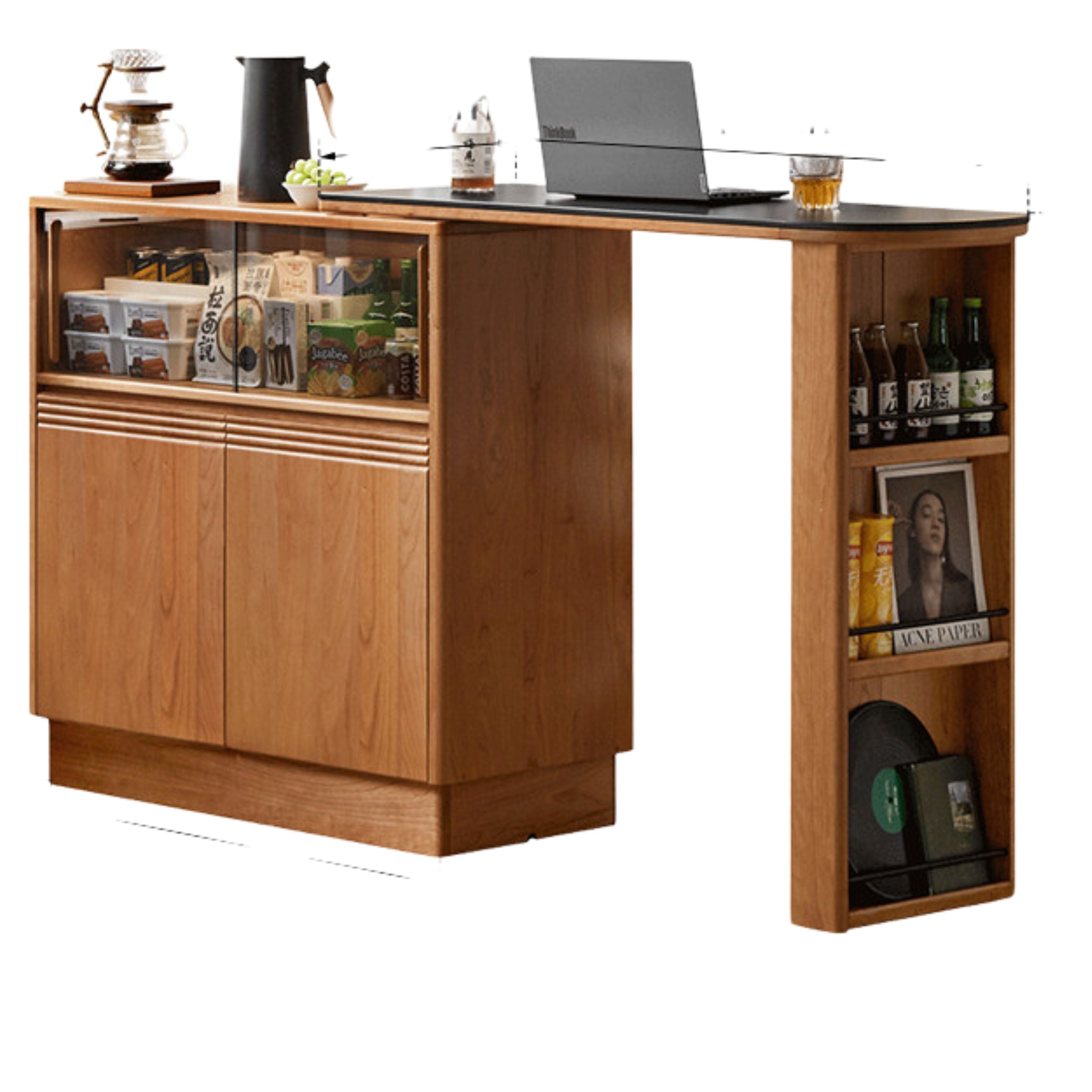 Cherry Solid Wood Telescopic Bar Table