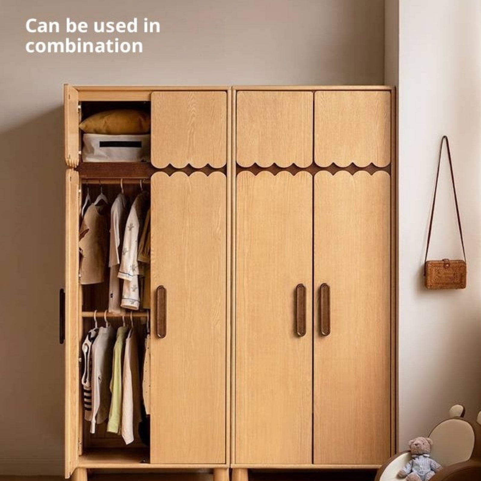 Oak Solid Wood Original Wood Style Children's Wardrobe