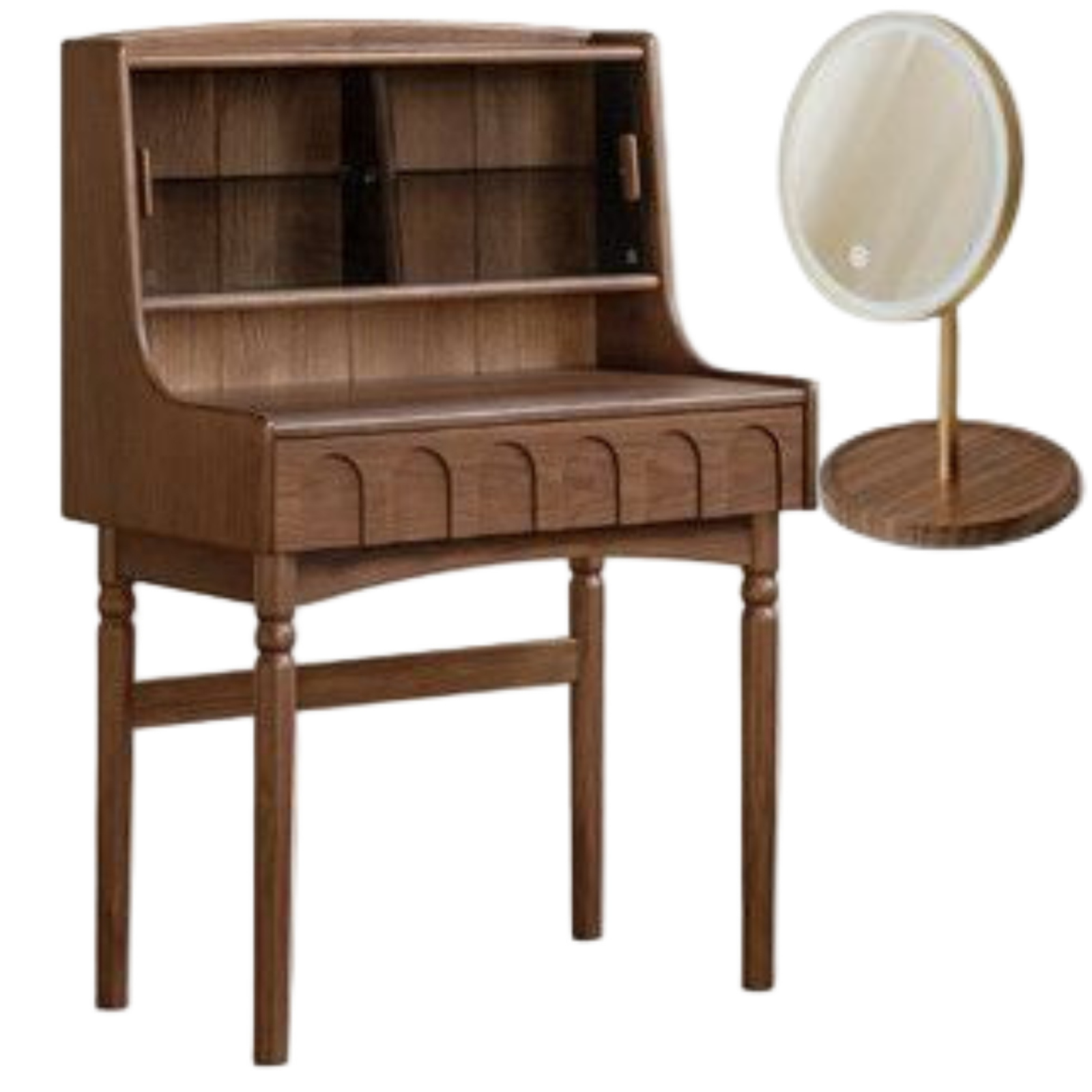 Black Walnut Solid Wood French Retro Multifunctional Vanity Table