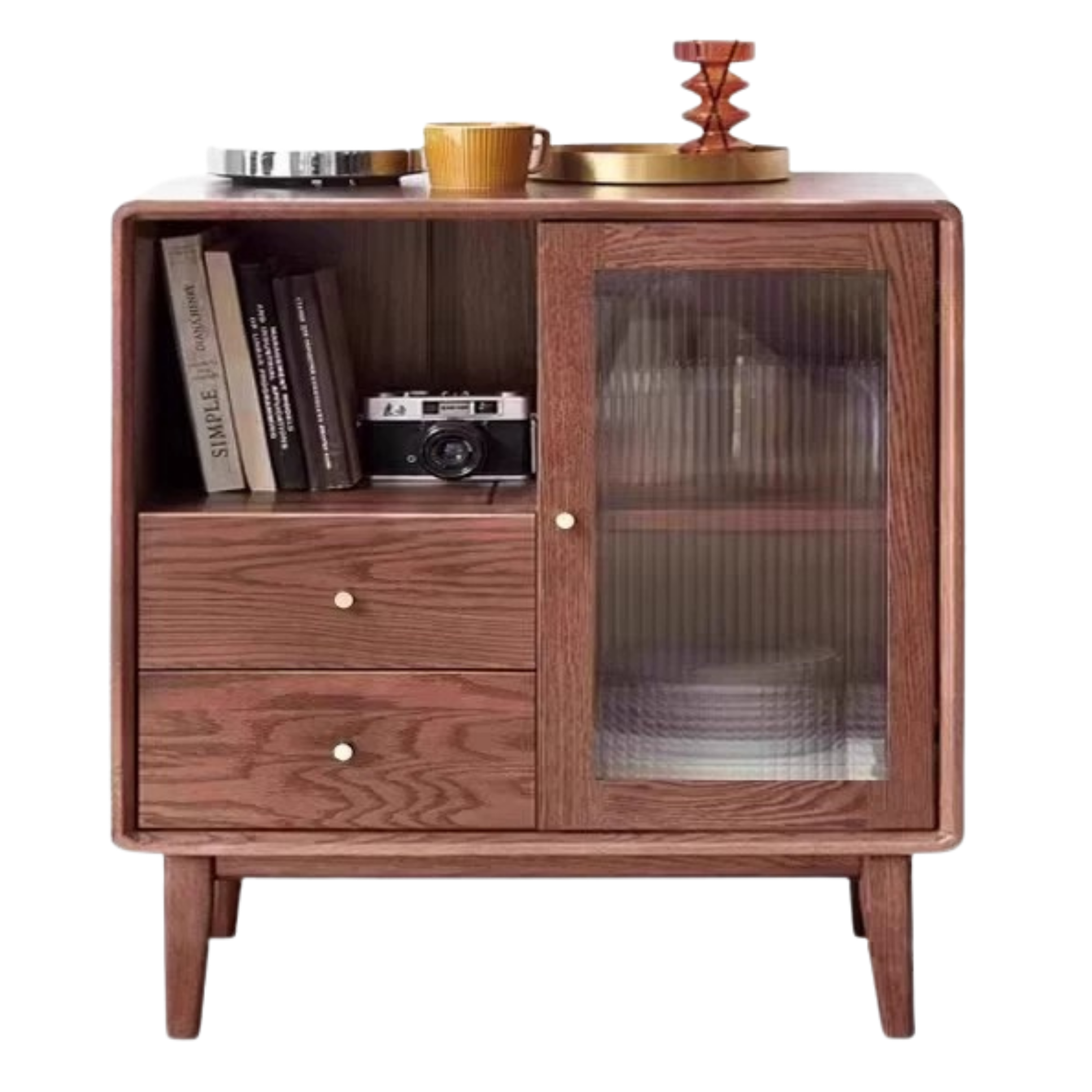 Oak Solid Wood, Solid Rubberwood Side Cabinet.